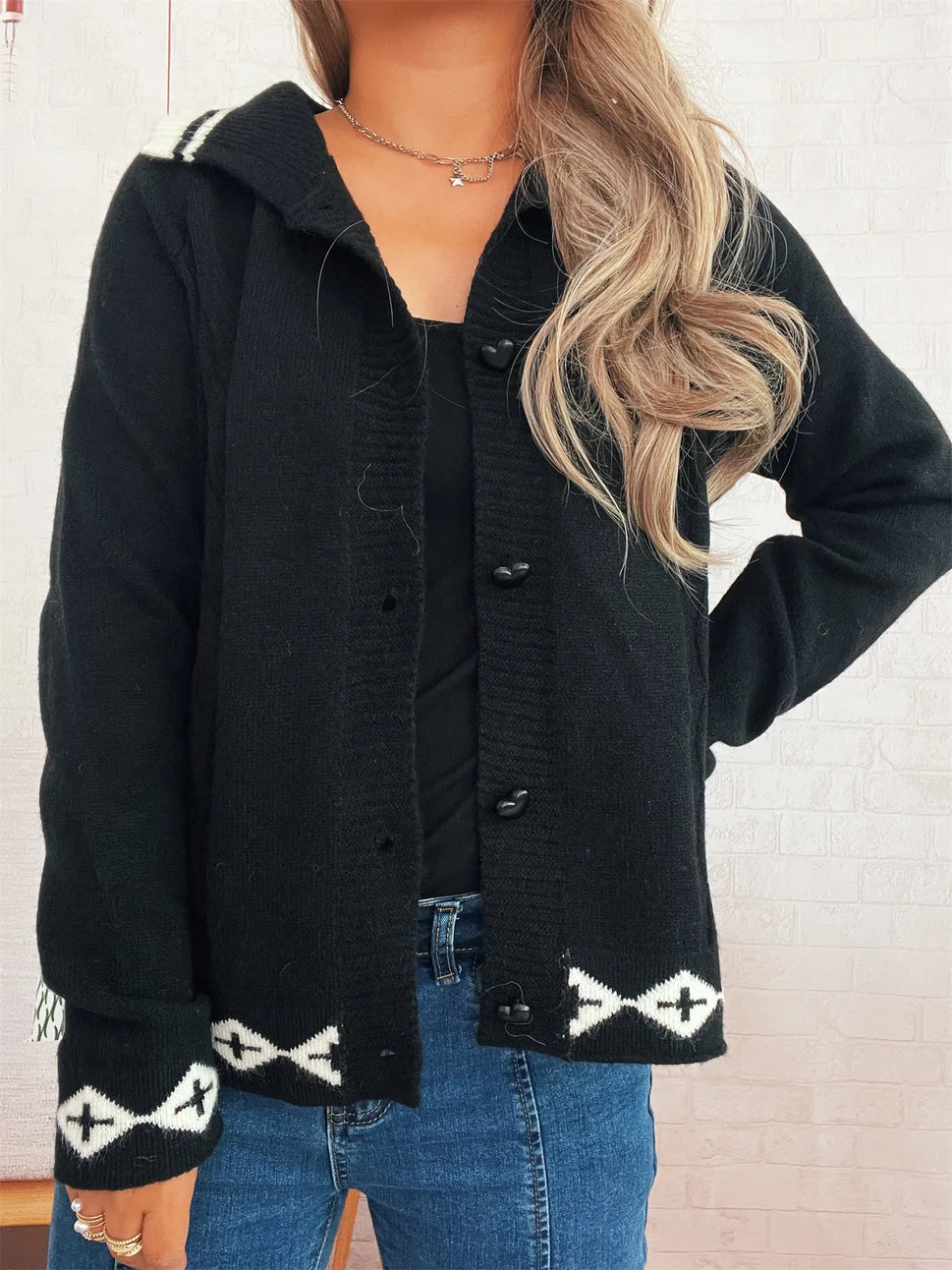 Heart Button Long Sleeve Cardigan