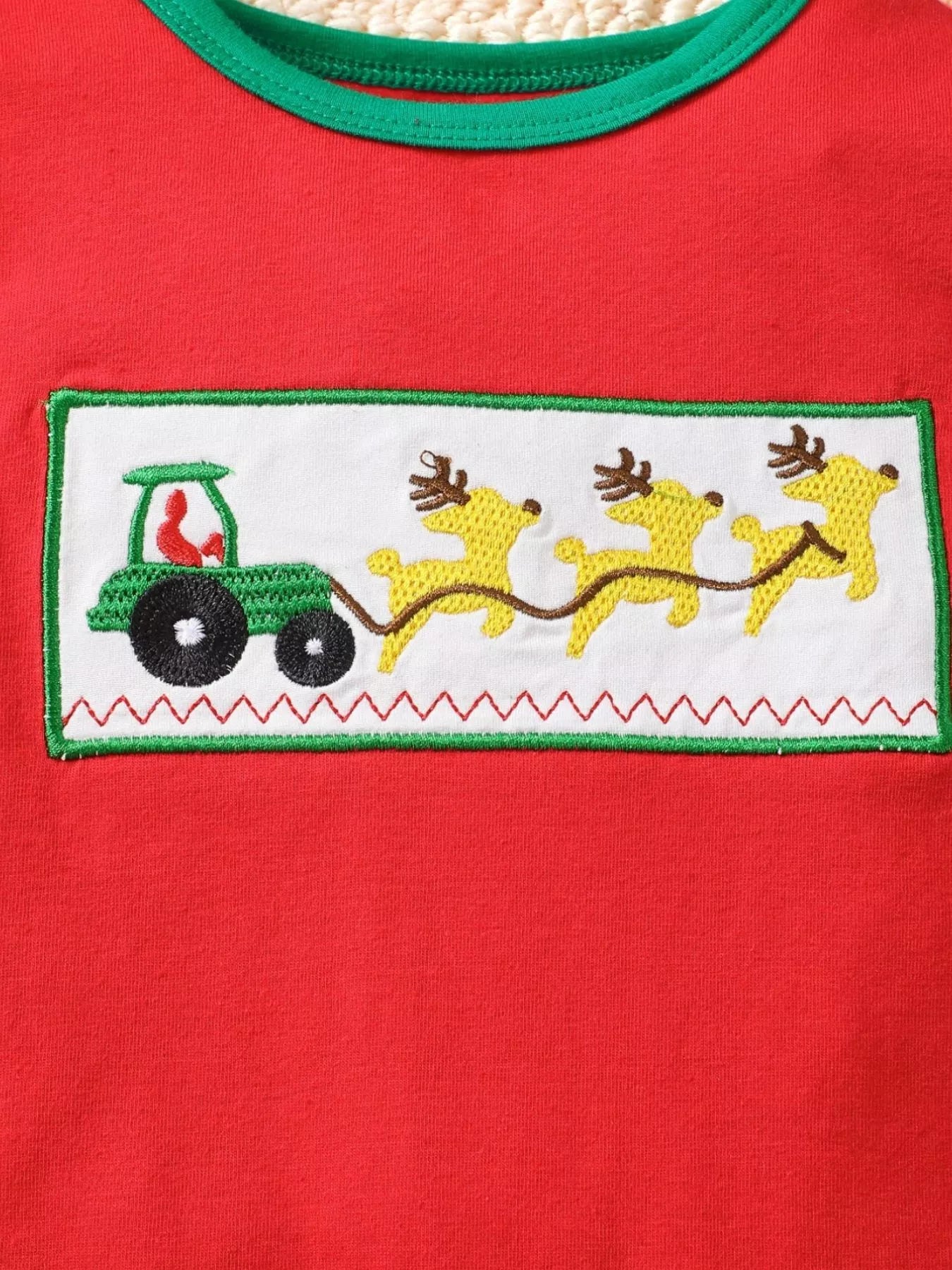 Children's Christmas Theme Embroidered Snapped Legs Jumpsuit