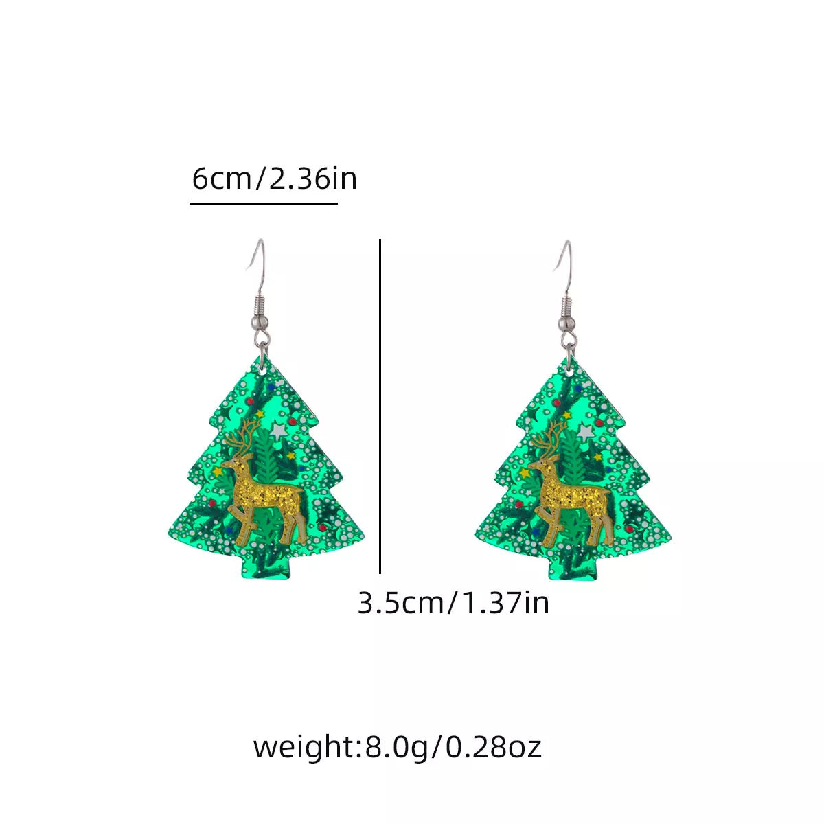 Christmas Tree Glitter Dangle Earrings