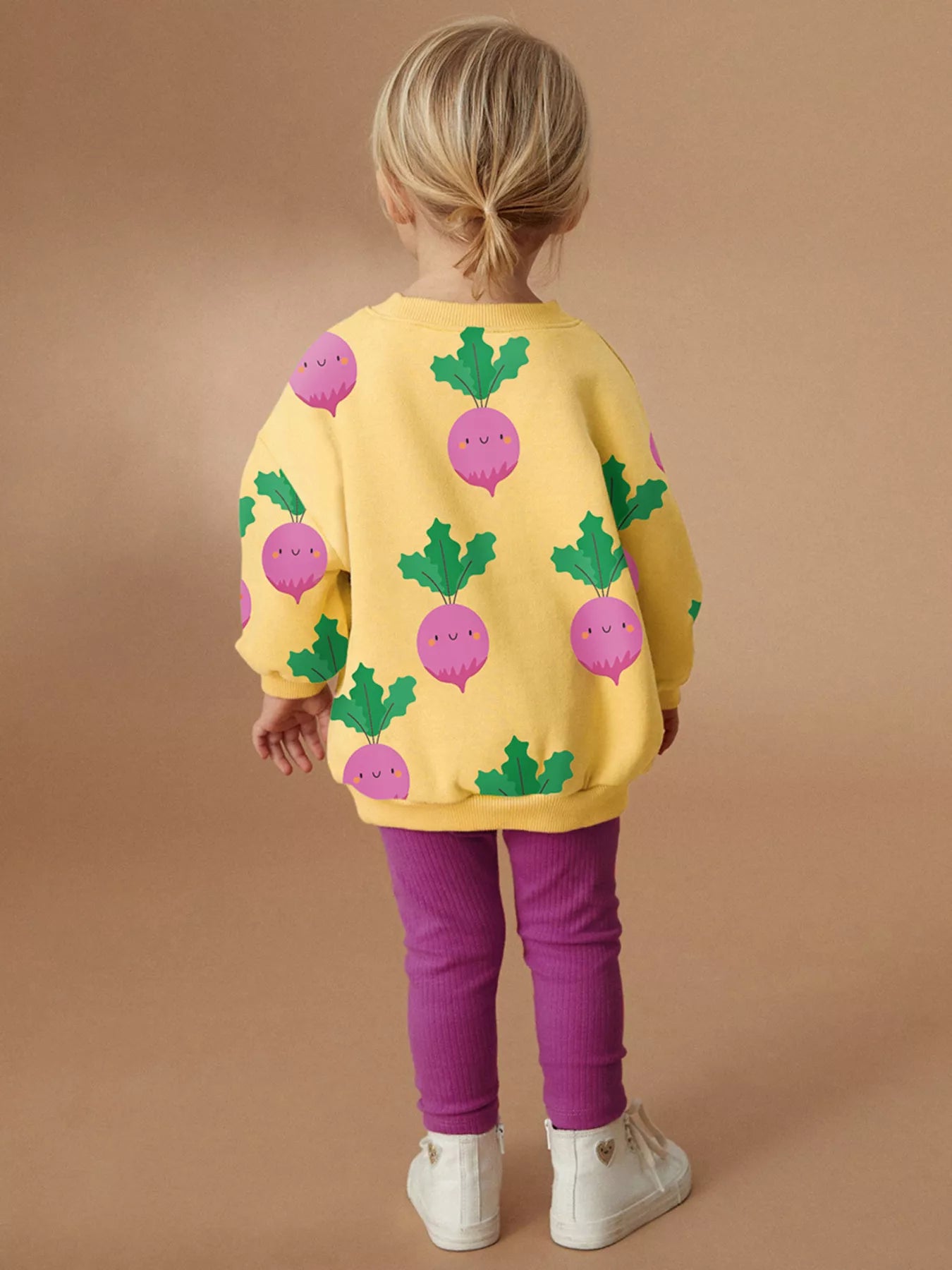 Children's Radish Print Sweatshirt and Leggings Set