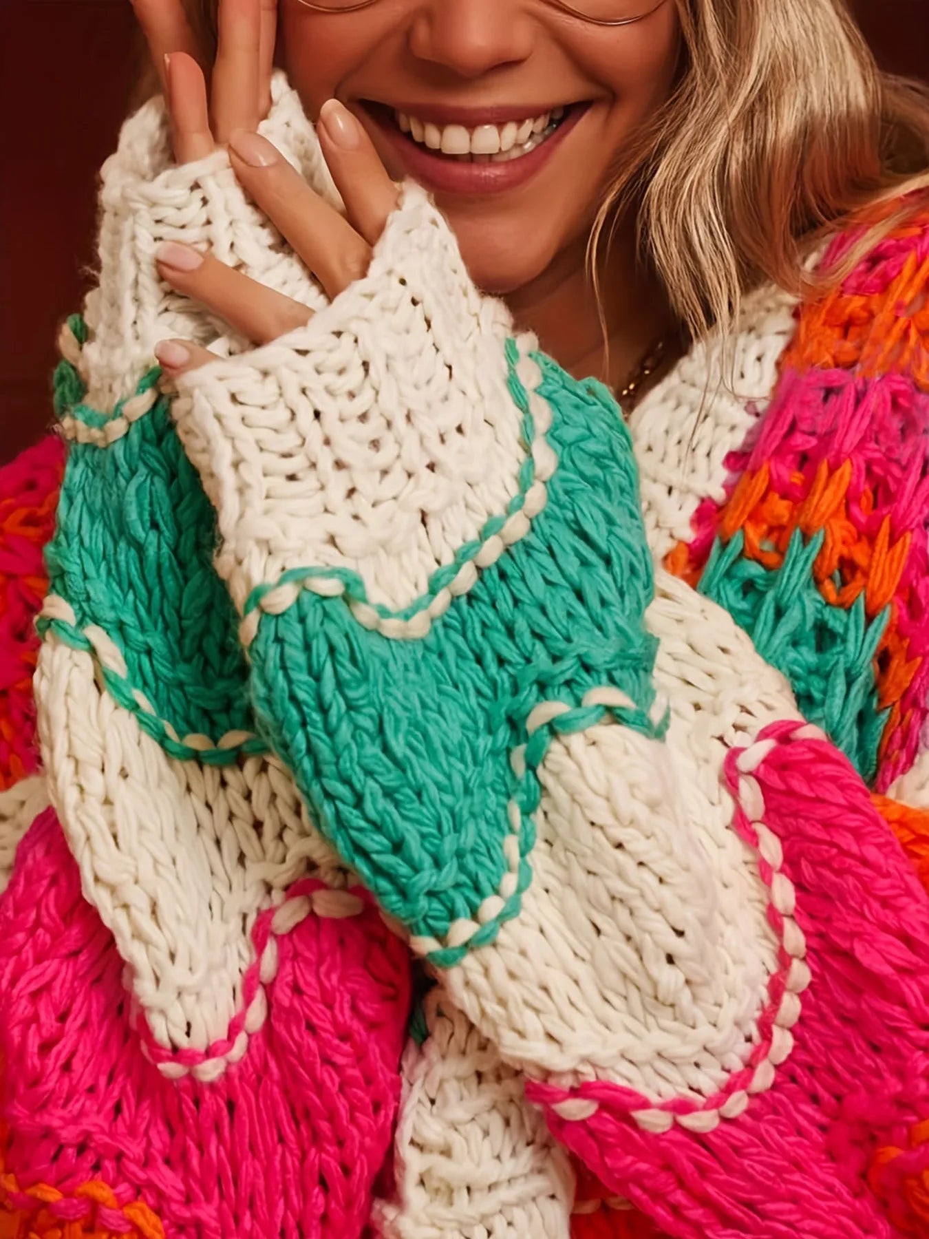 Color Block Open Front Cardigan