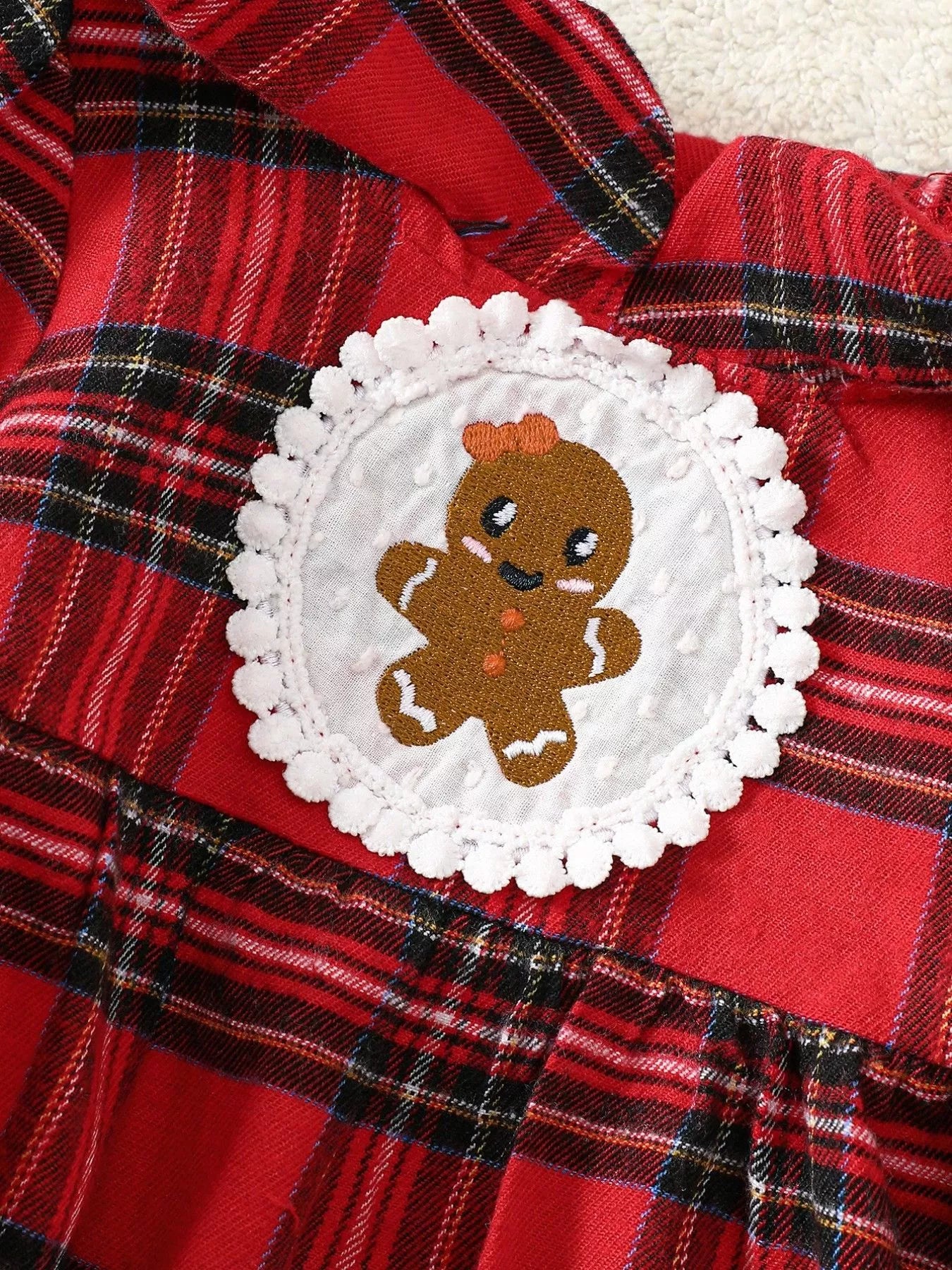 Children's Christmas Plaid Gingerbread One-Piece