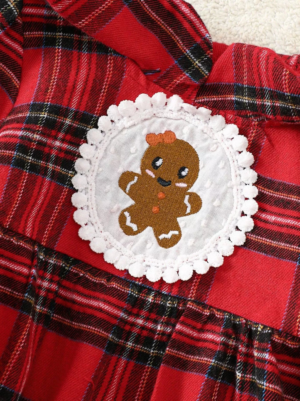 Children's Christmas Plaid Gingerbread One-Piece