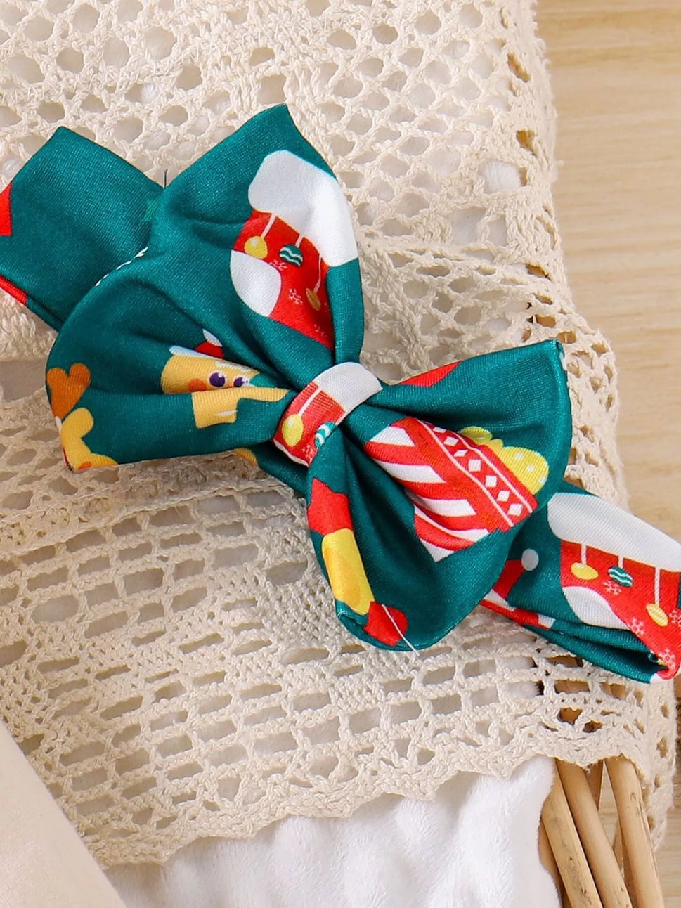 Children's Christmas Ruffled Long Sleeve Top and Skirt Set with Headband