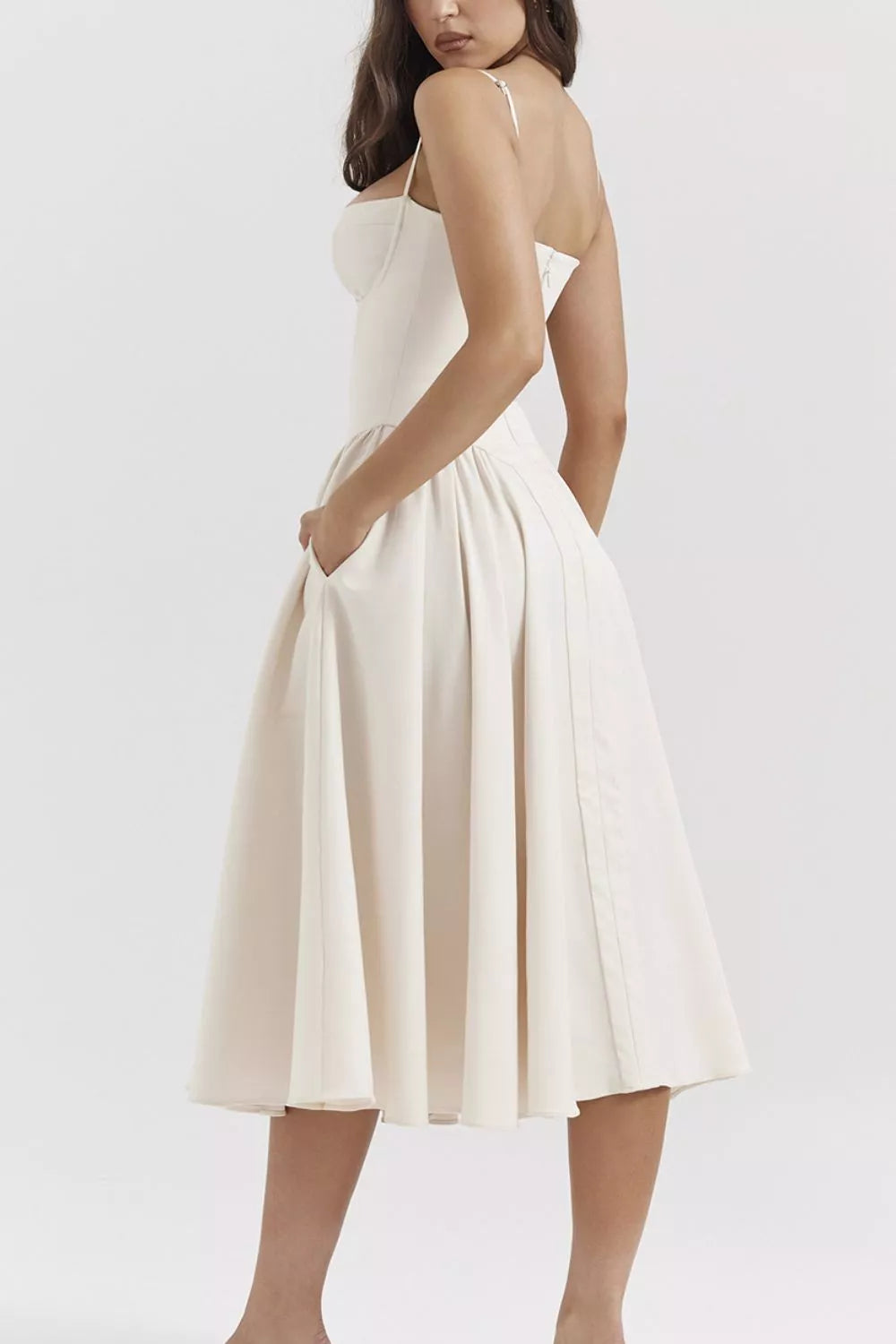 Sweetheart Neck Ruched Midi Dress