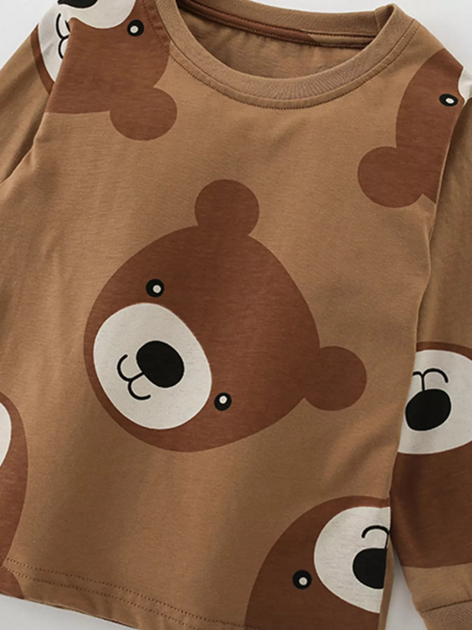 Children's Cute Bear Print Top and Pants Set