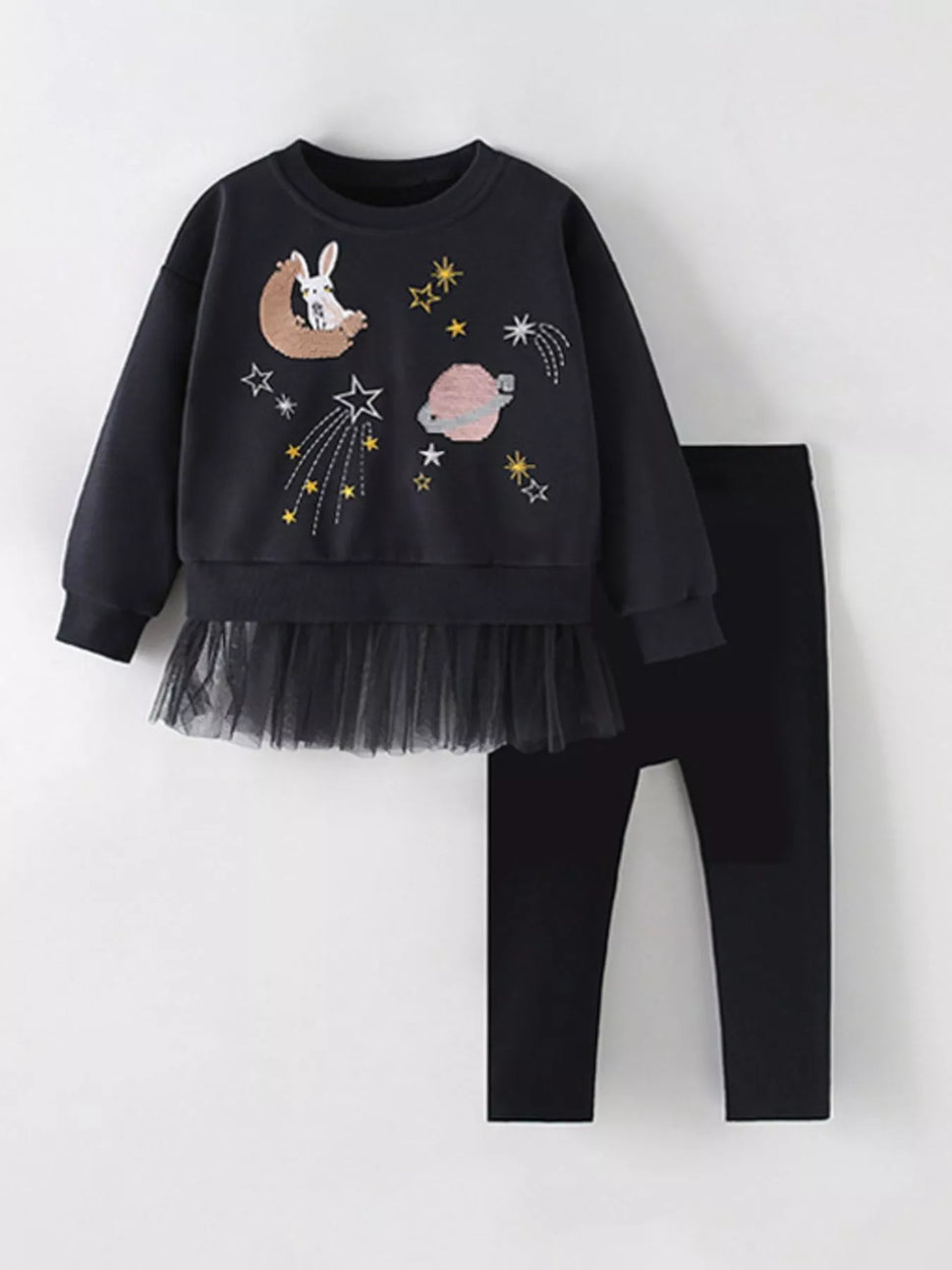 Children's Cute Cartoon Embroidered Sweatshirt and Pants Set