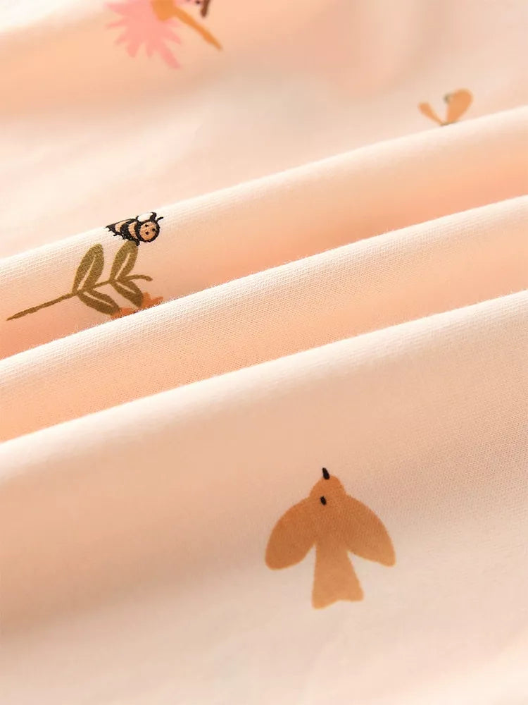 Children's Ballerina Print Round Neck Top and Pants Pajama Set