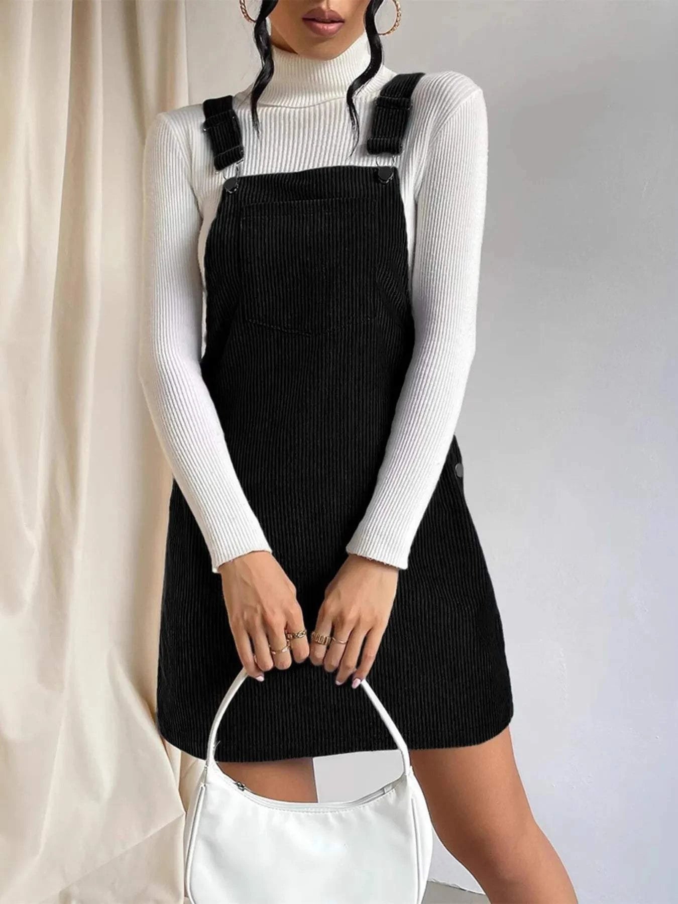 Square Neck Overall Mini Dress