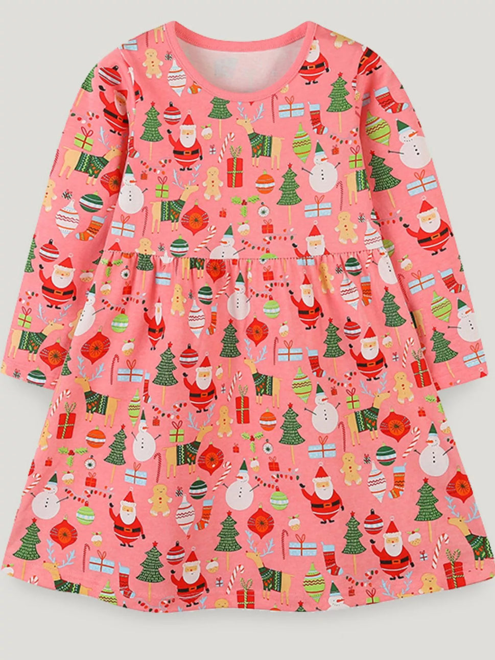 Children's Christmas Print Long Sleeve Dress