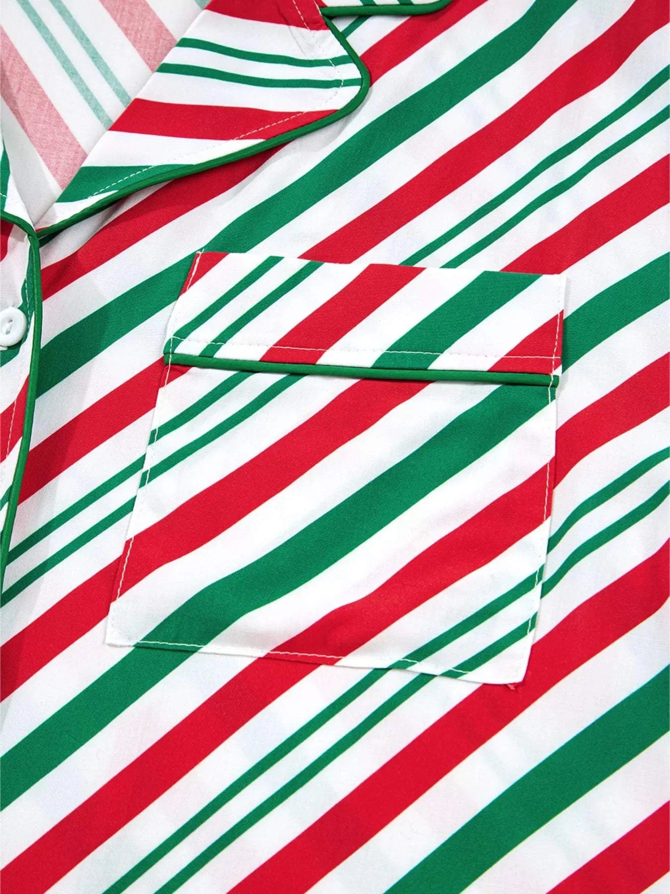 Stripe Contrast Velvet Ribbon Knot Christmas 2pcs Pajama Set