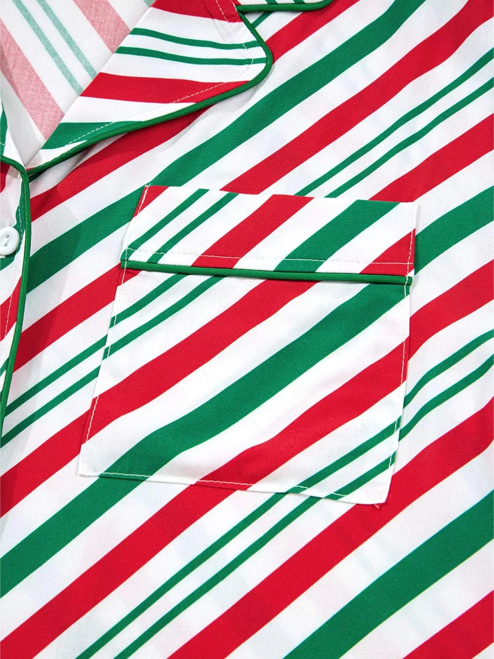 Stripe Contrast Velvet Ribbon Knot Christmas 2pcs Pajama Set