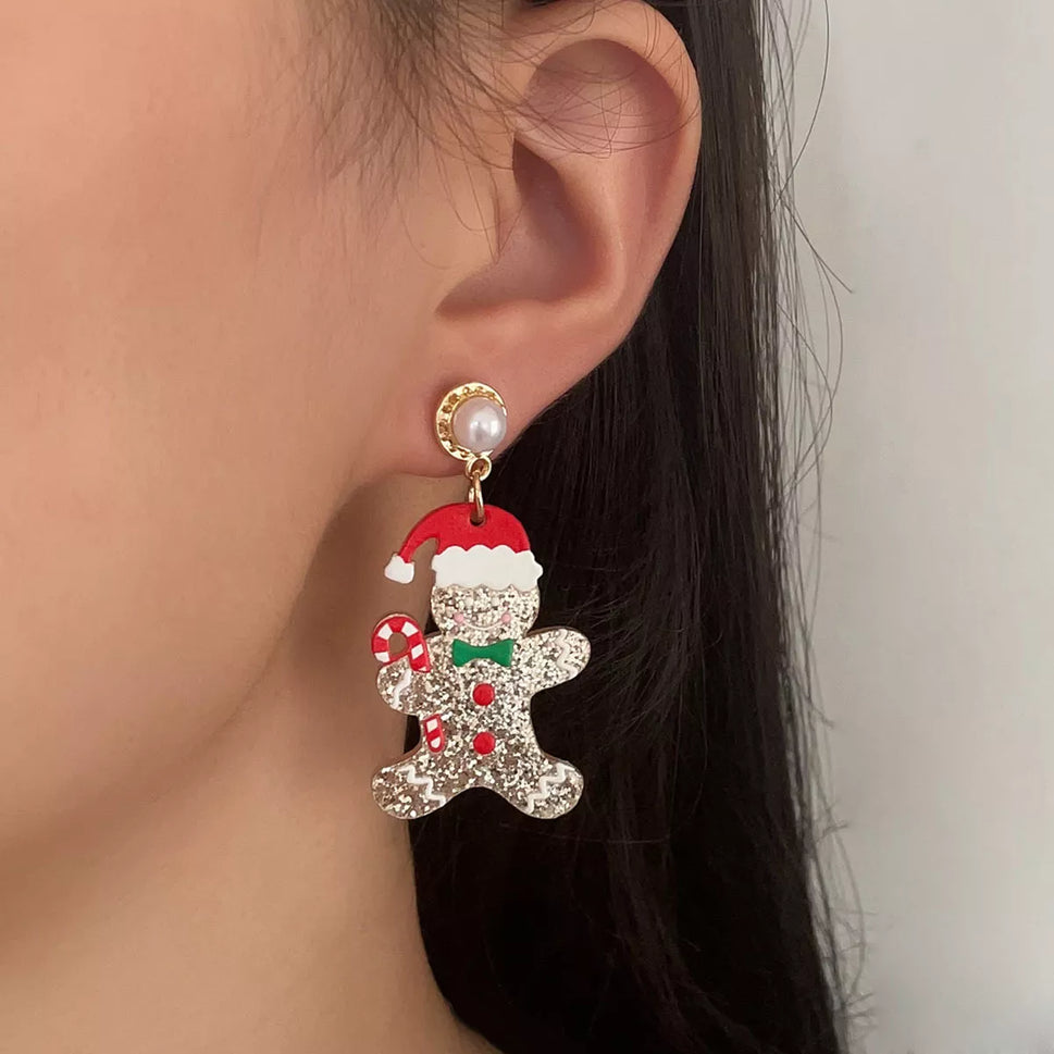 Christmas Gingerbread Man Dangle Earrings