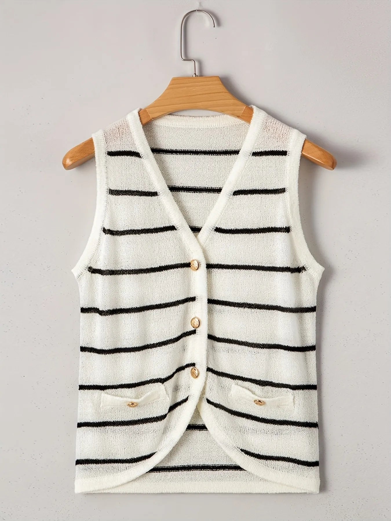 Striped Button Up Sweater Vest