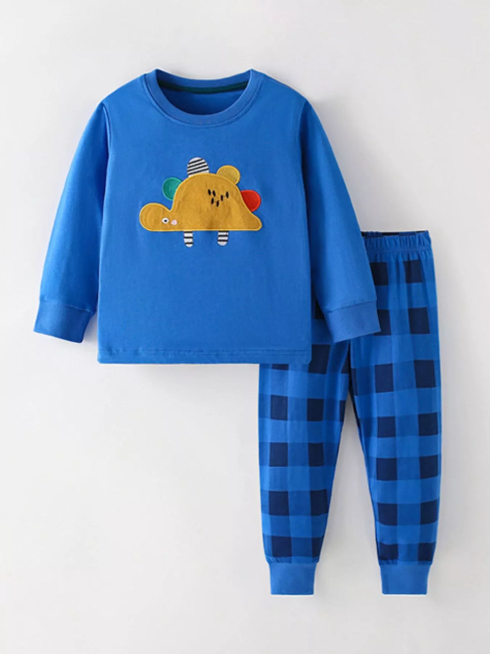 Children's Dinosaur Applique Long Sleeve Pajama Set