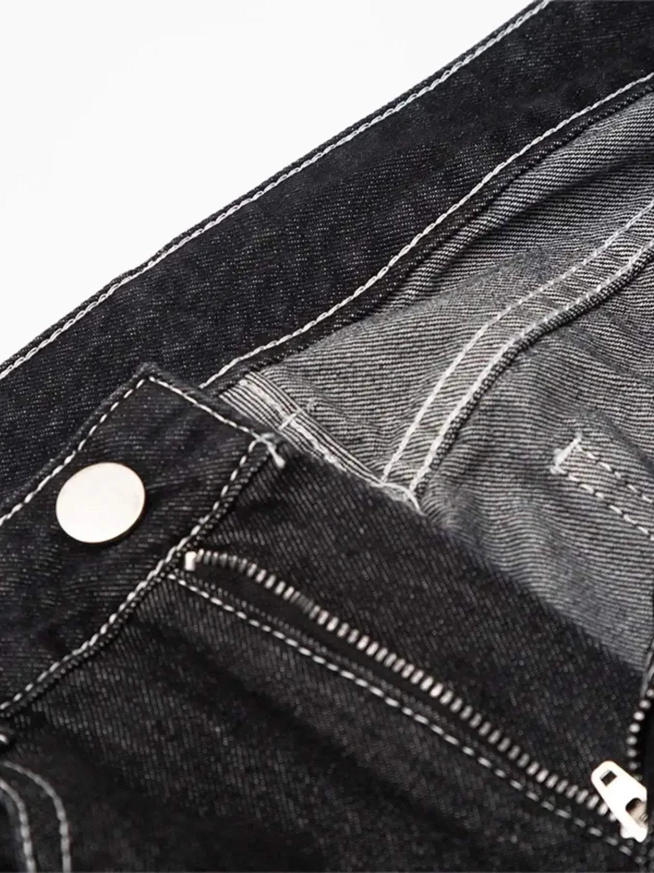 Men's Skeleton Embroidered Straight Leg Jeans