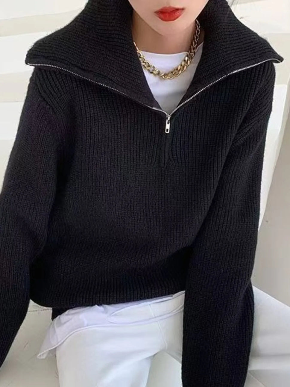 Half-Zip Long Sleeve Sweater