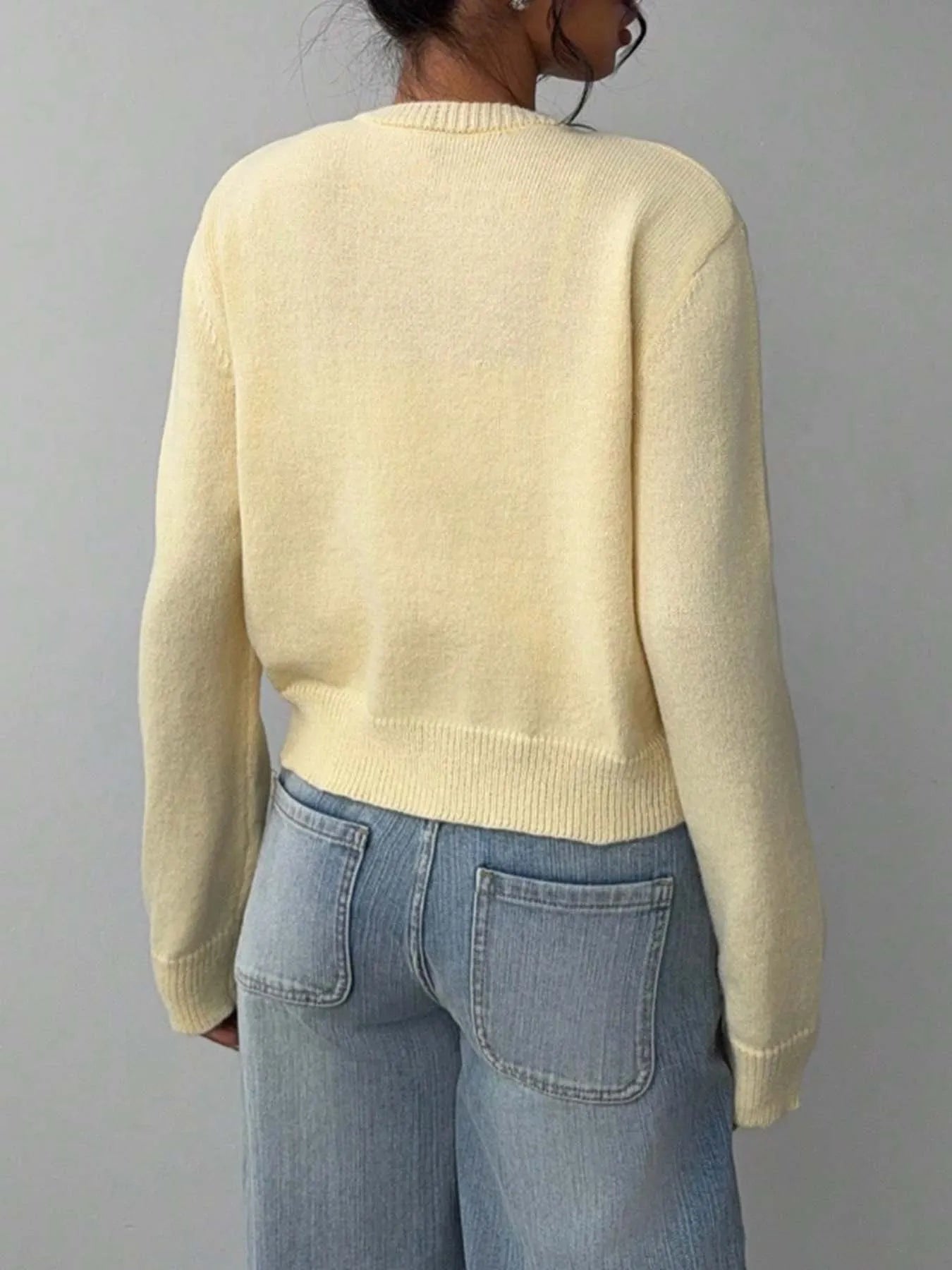 Button-Up Long Sleeve Knit Cardigan