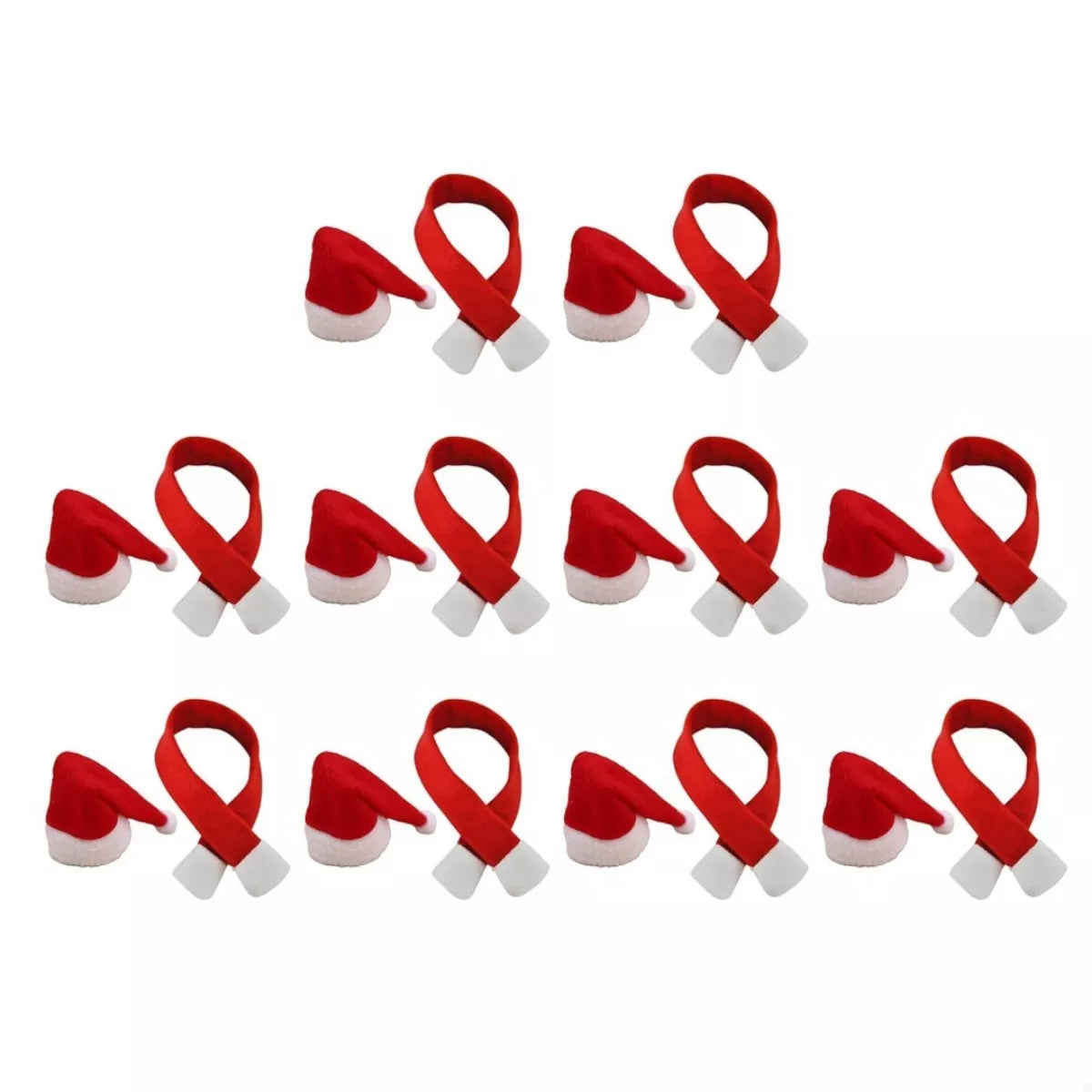 2 Piece Christmas Wine Bottle Santa Hat & Scarf Decorative Covers