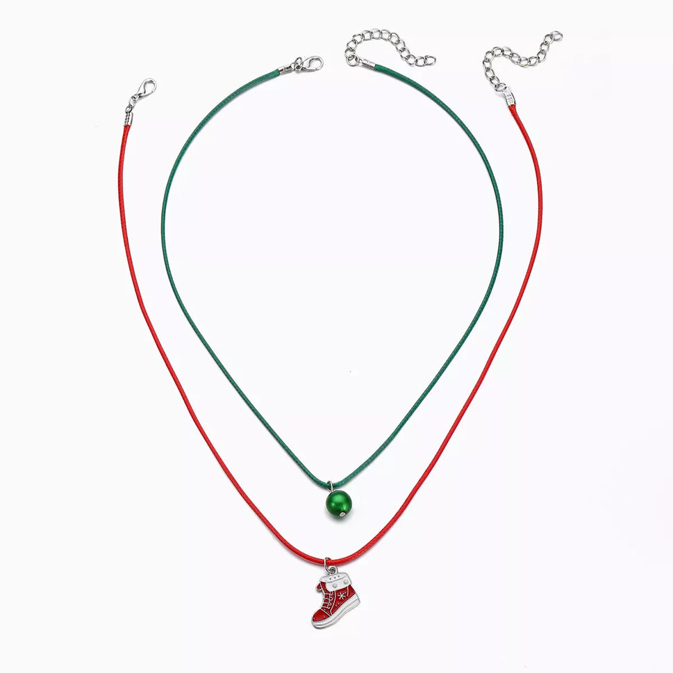 2 Piece Christmas Themed Pendant Necklace