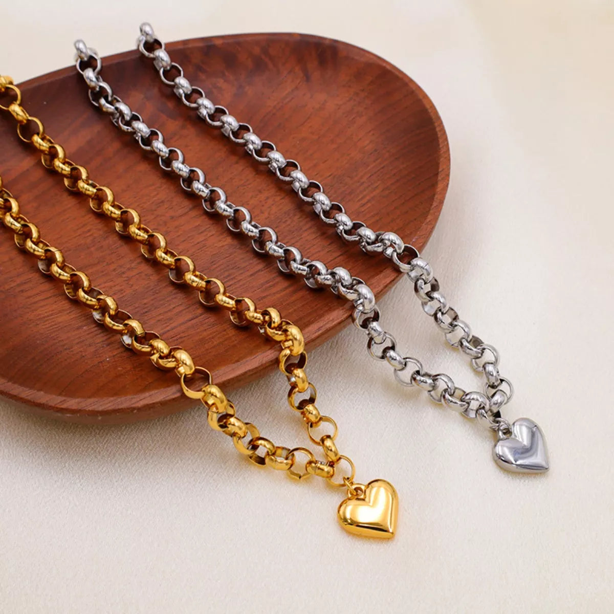 Heart Pendant Toggle Clasp Chain Necklace