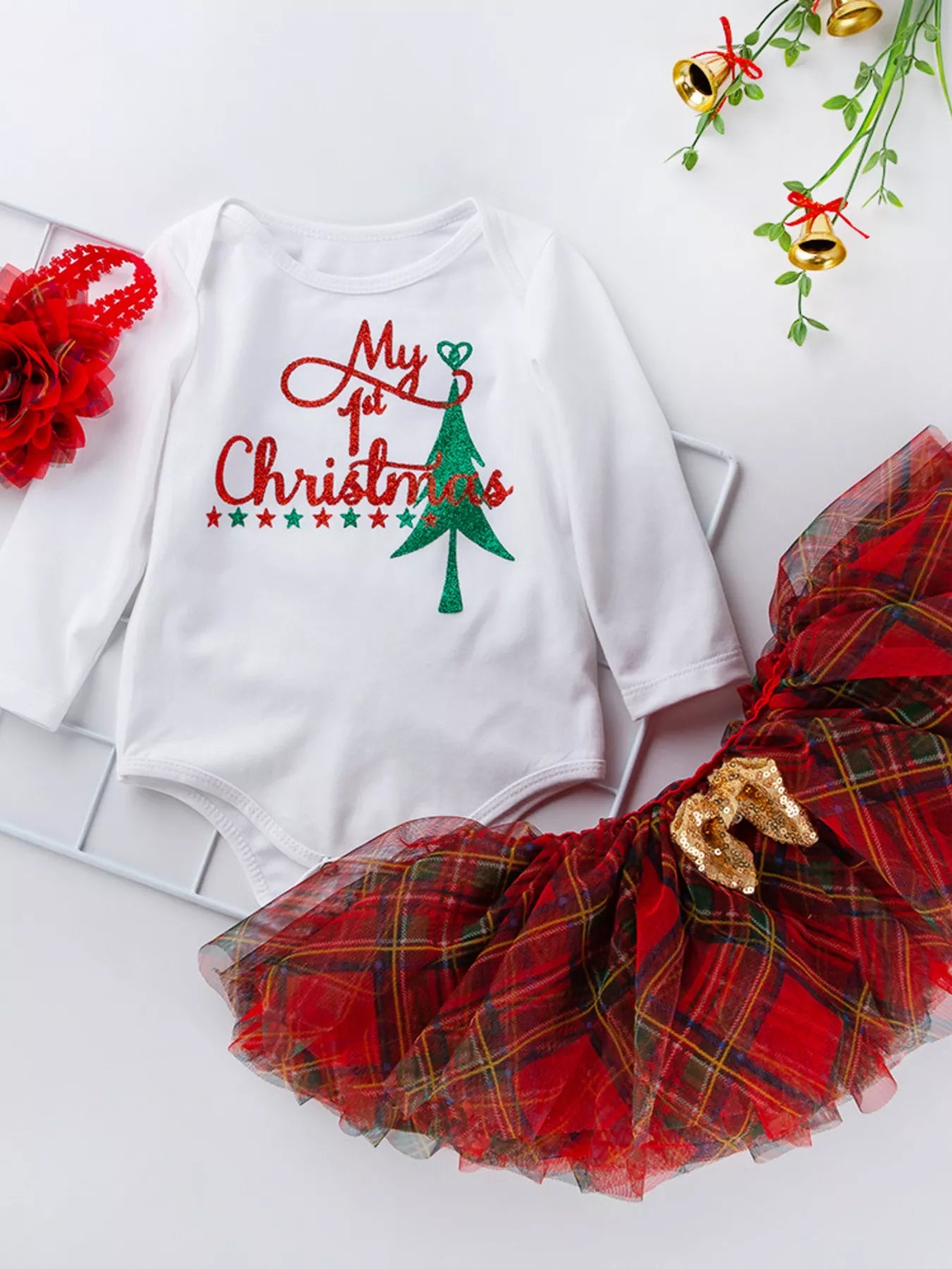Children's Christmas Santa Baby Outfit Set with Headband