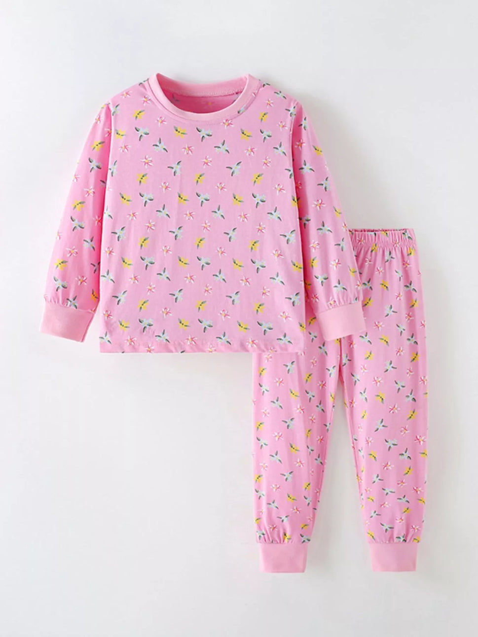 Children's Floral Print Long Sleeve Top and Pants Set