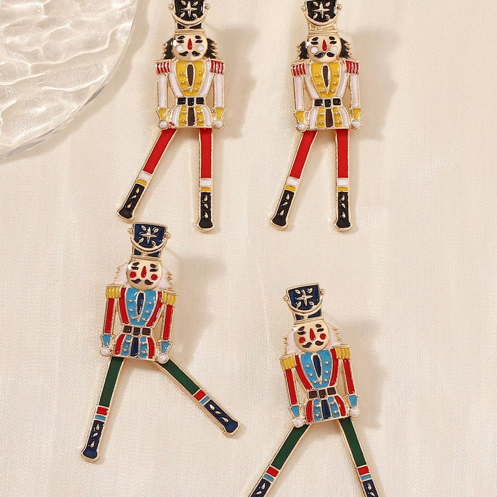 Christmas 18K Gold-Plated Nutcracker Soldier Earrings