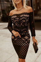 Switch Off-Shoulder Long Sleeve Lace Dress 3 image