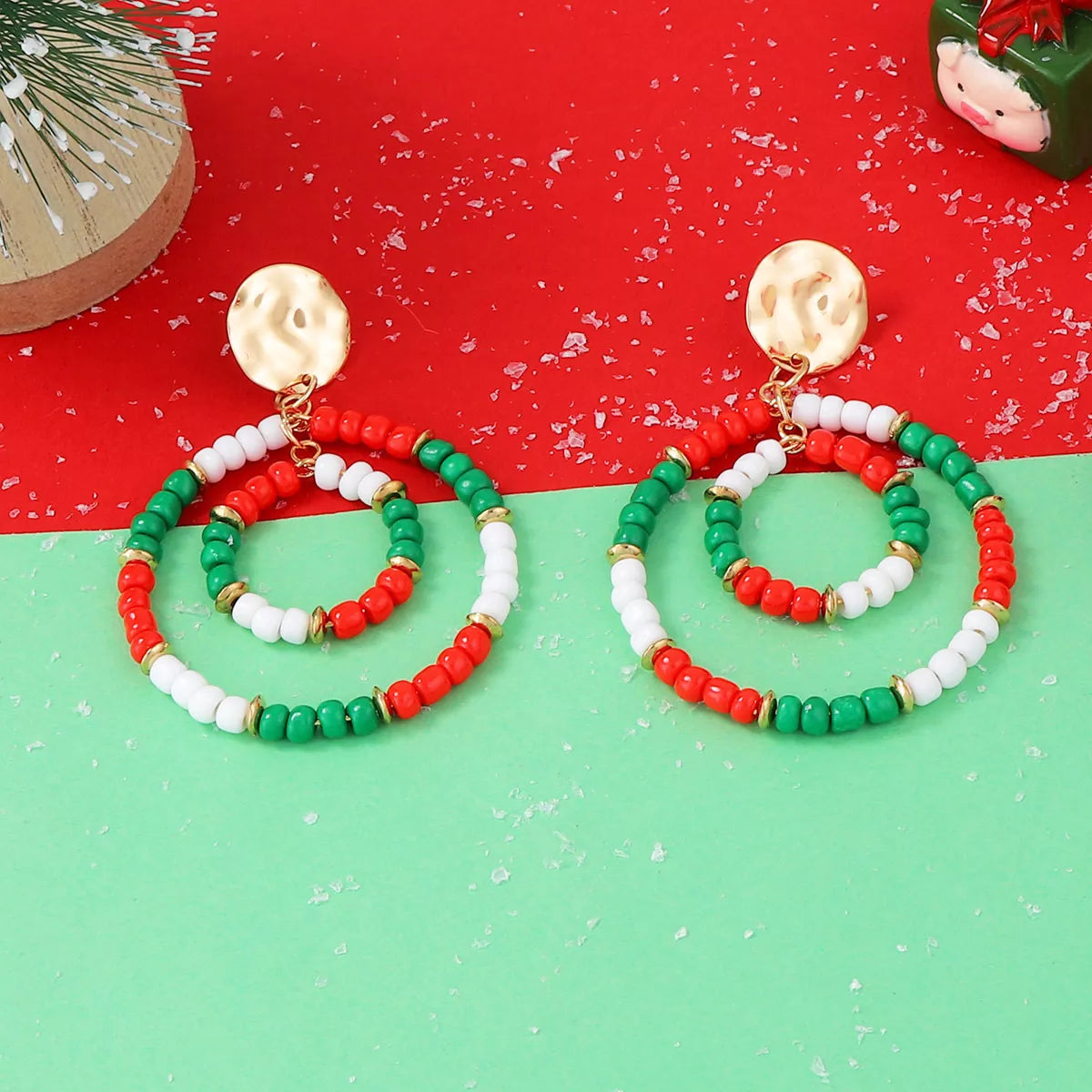 Christmas Beaded Hoop Earrings