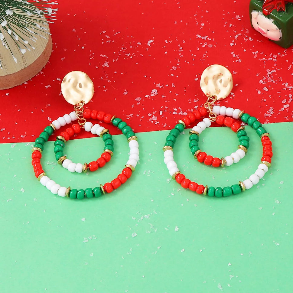 Christmas Beaded Hoop Earrings