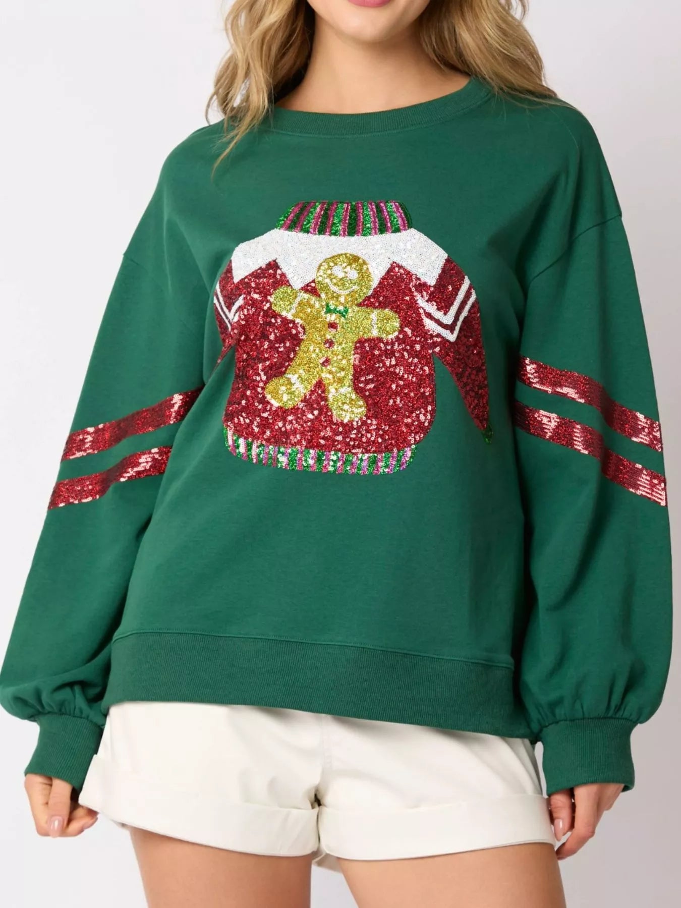 Christmas Sequin Santa Hat Holiday Sweatshirt