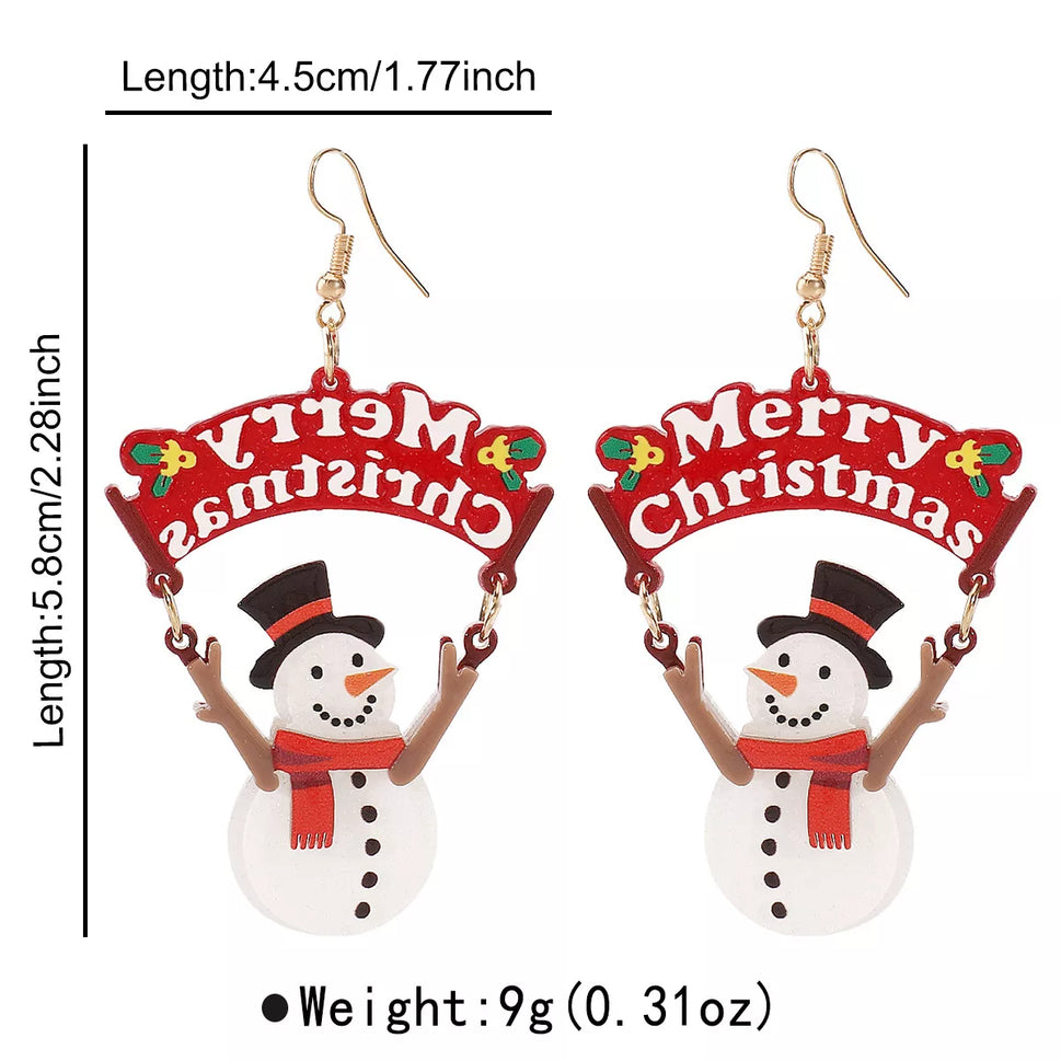 Christmas Snowman Dangle Earrings
