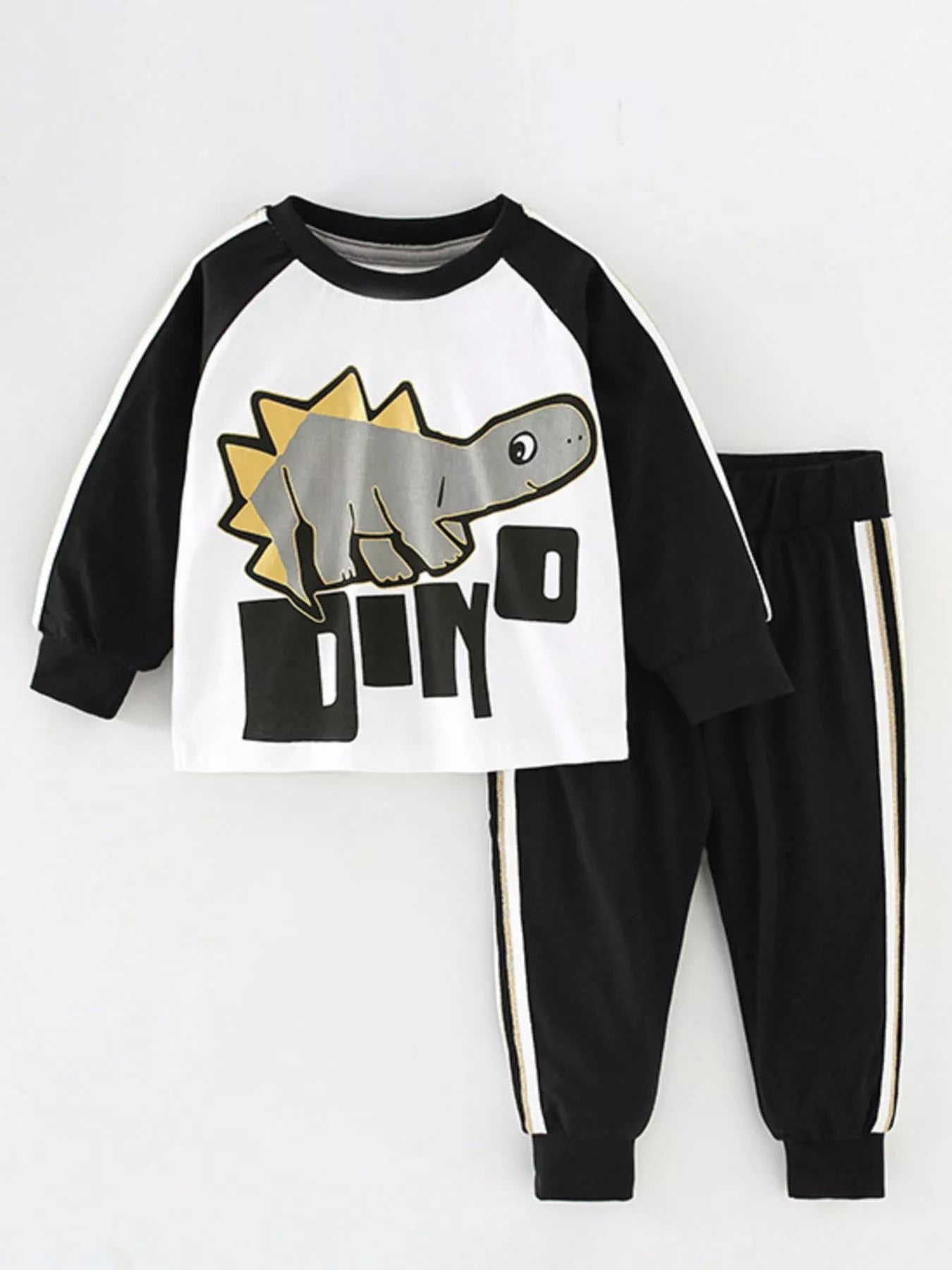 Children's Dinosaur Round Neck Top and Pants Set