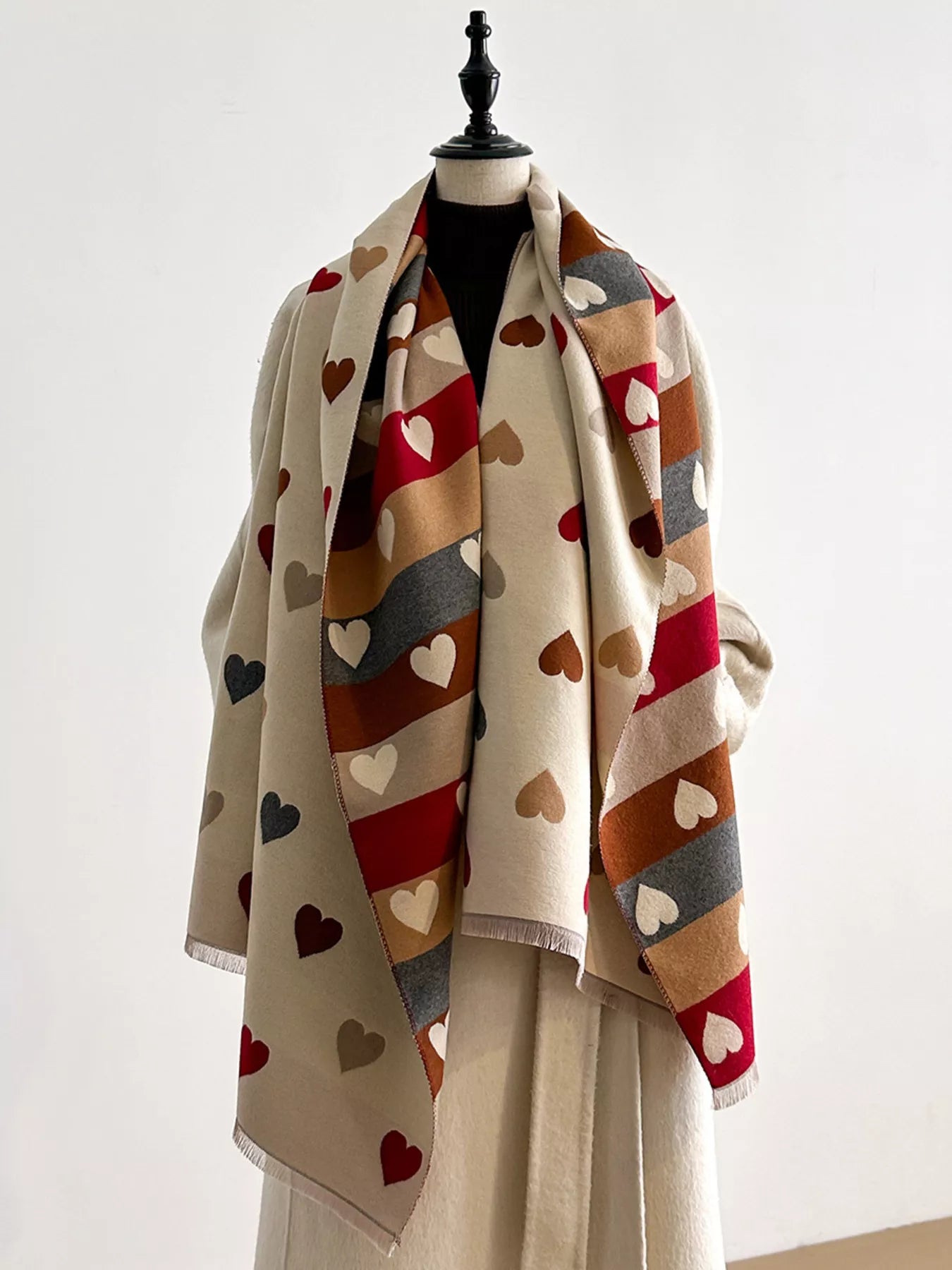 Heart Pattern Warm Scarf