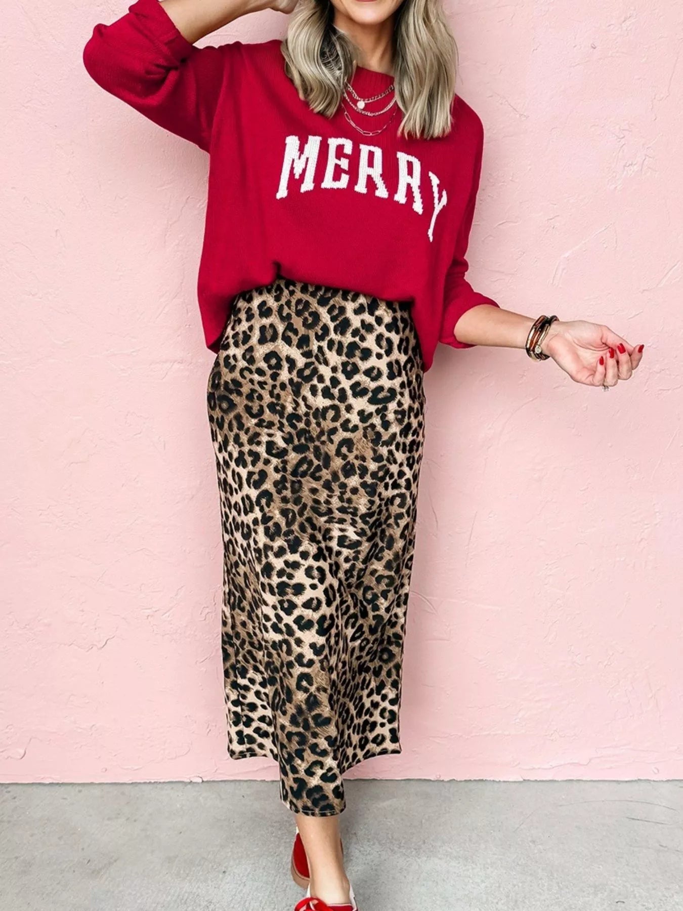 MERRY Letter Pattern Christmas Baggy Sweater
