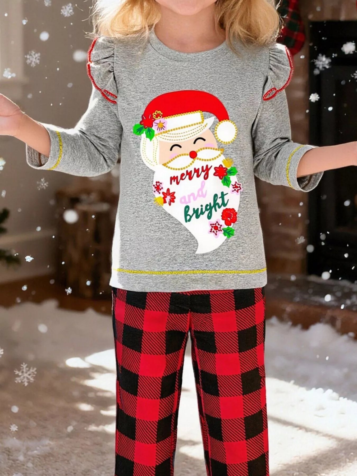 Children's Santa Graphic Long Sleeve Pajama Set