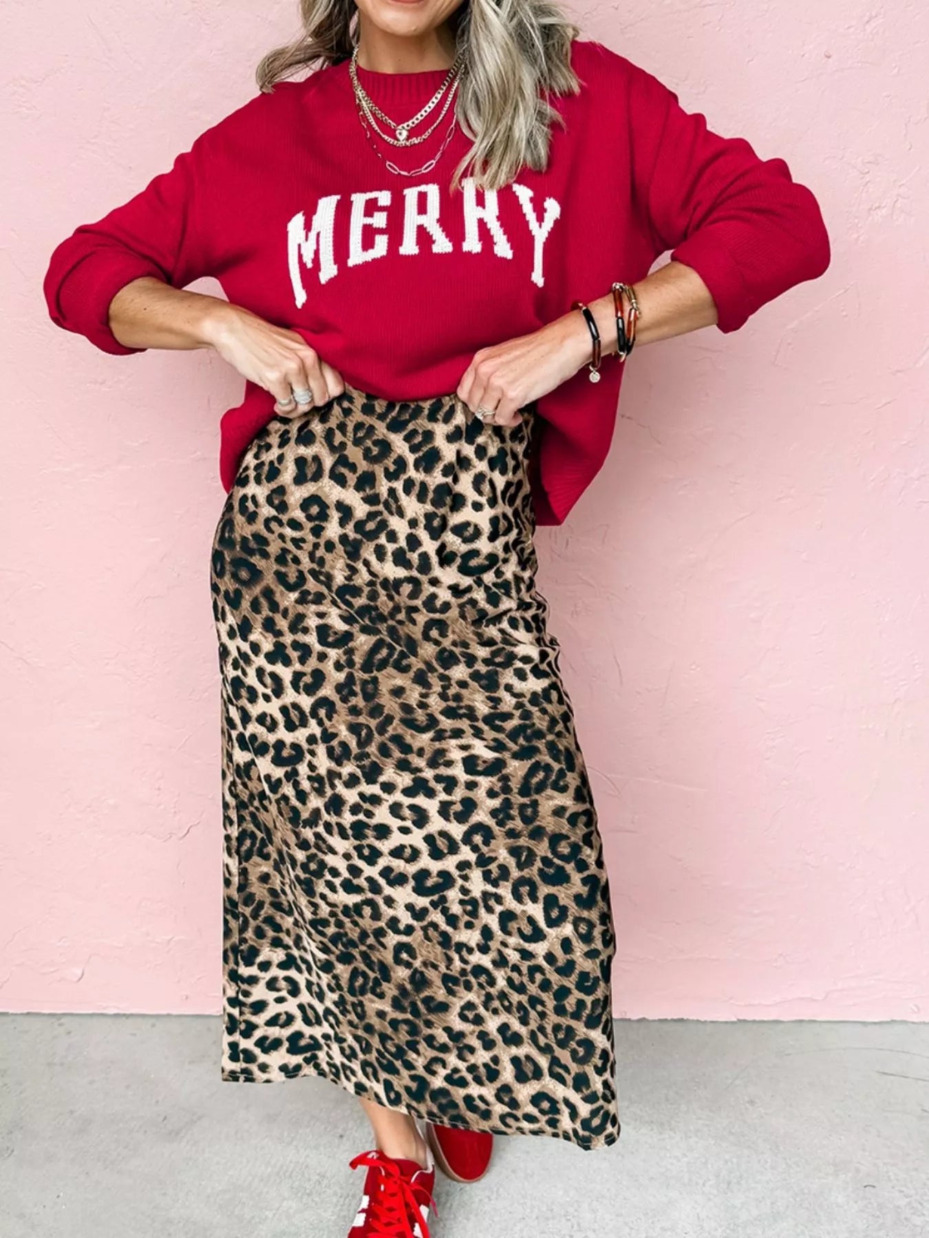 MERRY Letter Pattern Christmas Baggy Sweater
