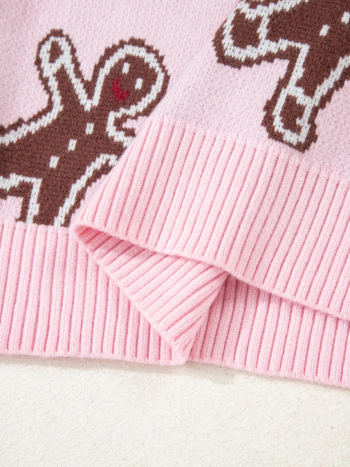 Christmas Ginger Bread Man Round Neck Casual Sweater