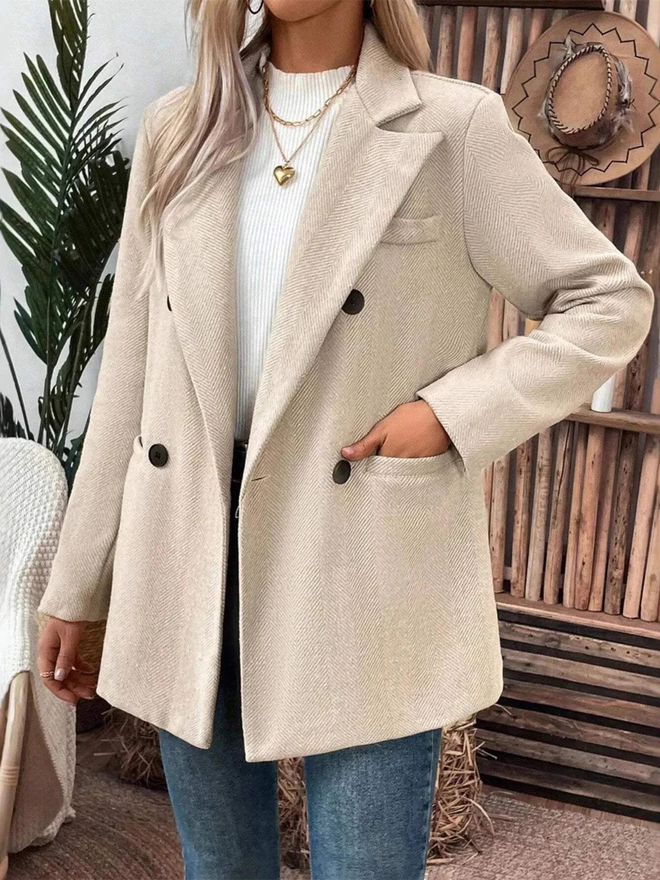 Lapel Collar Long Sleeve Blazer