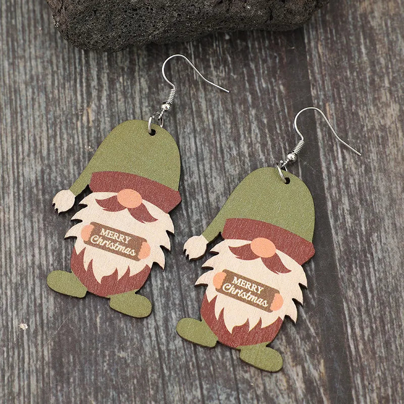 Wooden Gnome Dangle Earrings