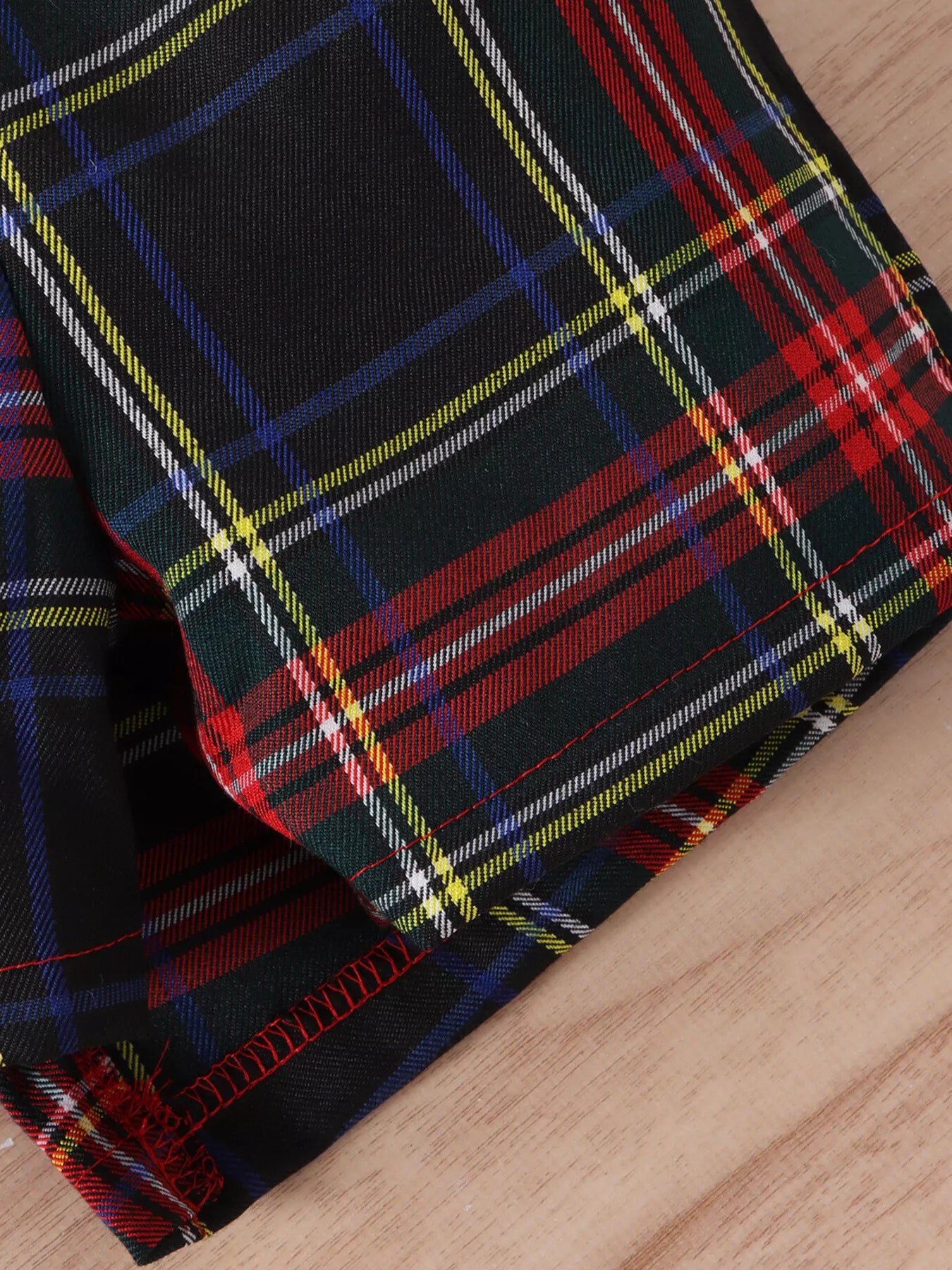 Children's Ribbed Knit Top & Plaid Skirt Set