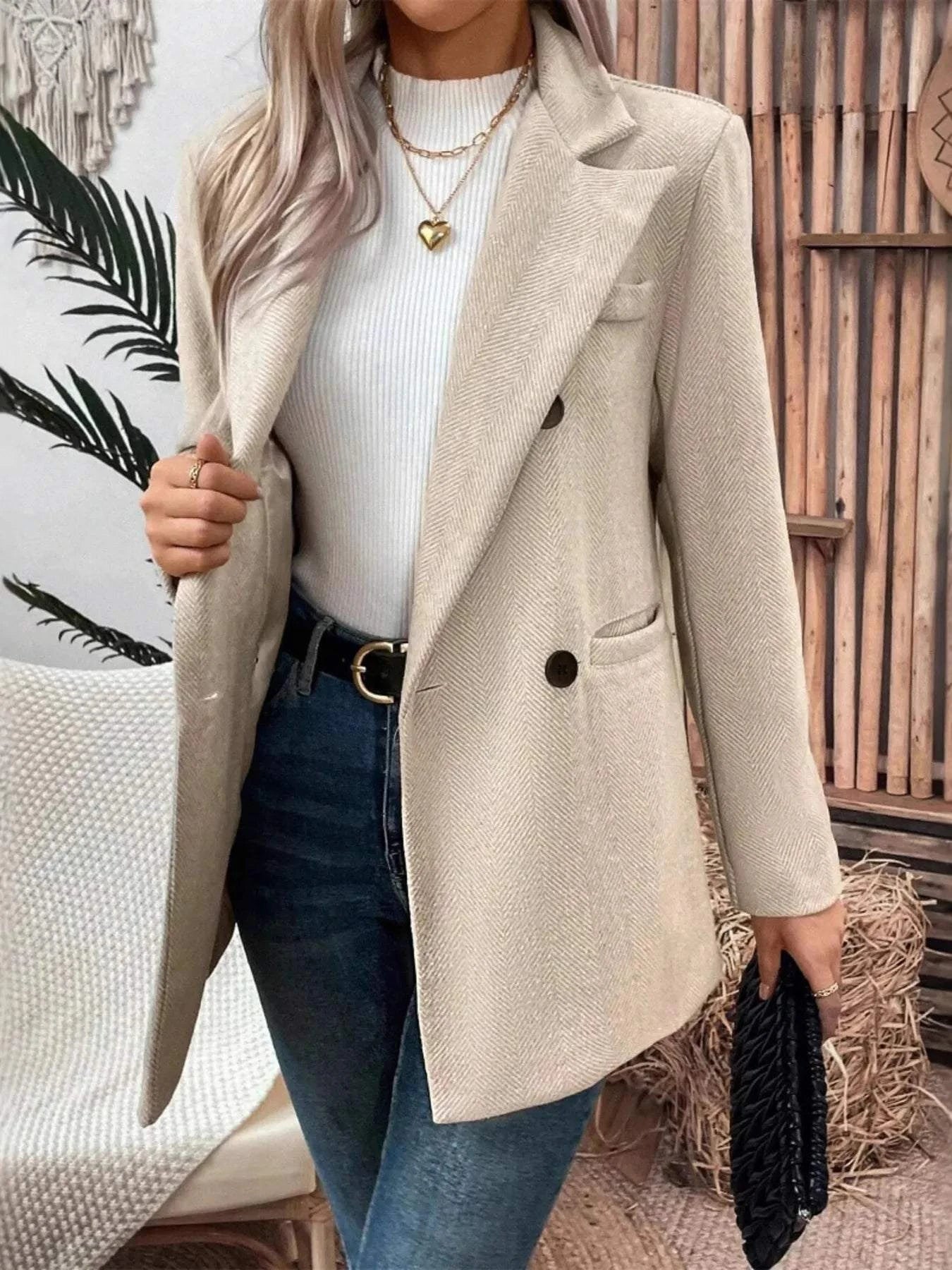Lapel Collar Long Sleeve Blazer