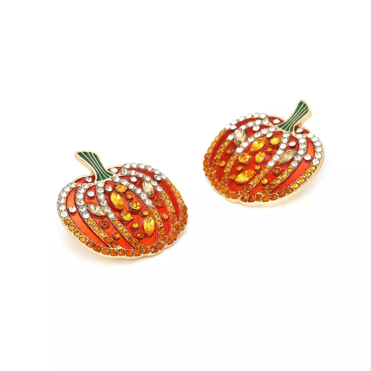 Halloween Pumpkin Rhinestone Stud Earrings