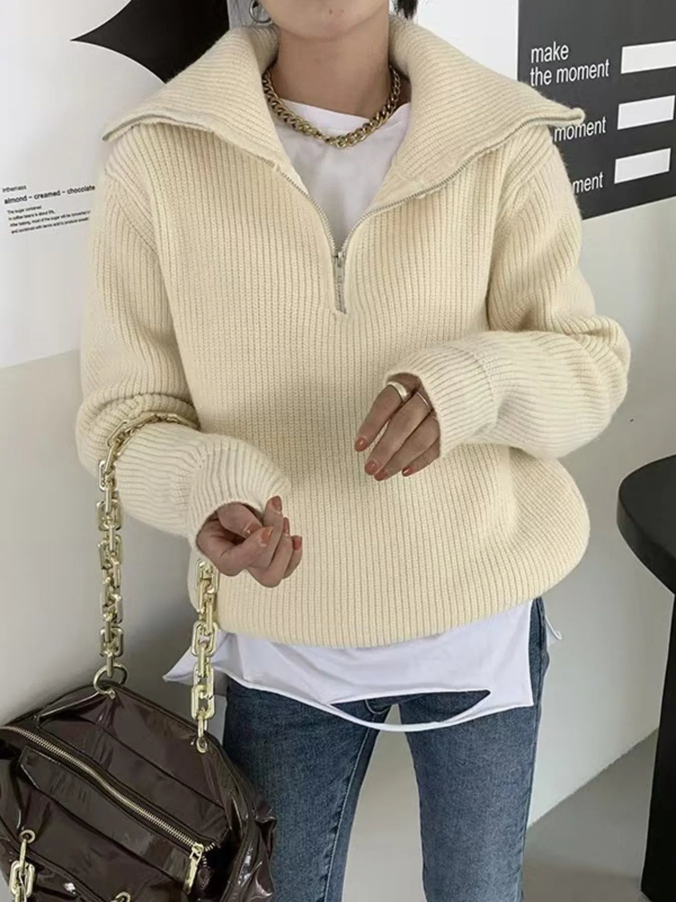 Half-Zip Long Sleeve Sweater
