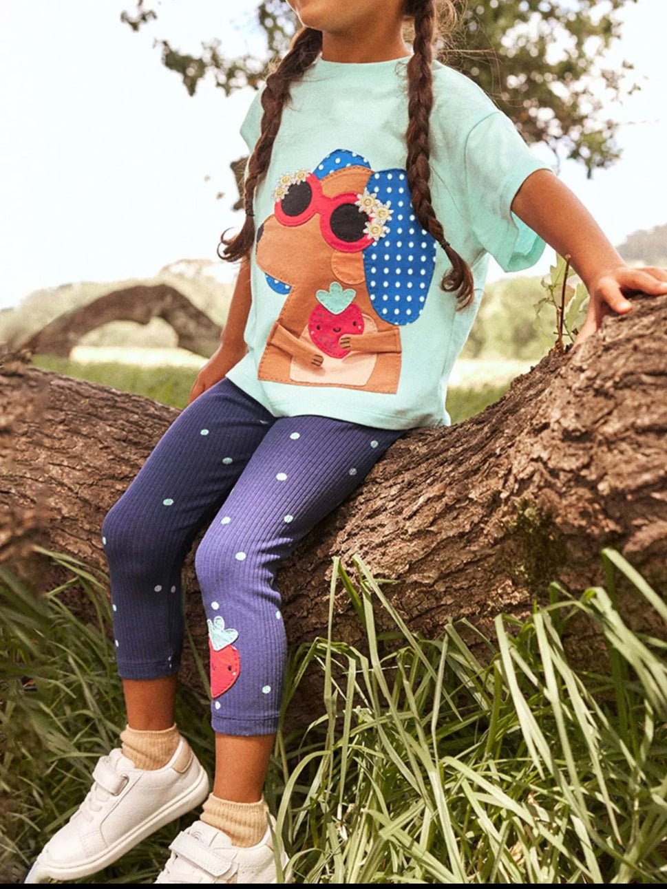 Children's Animal Tee and Polka Dot Leggings Set