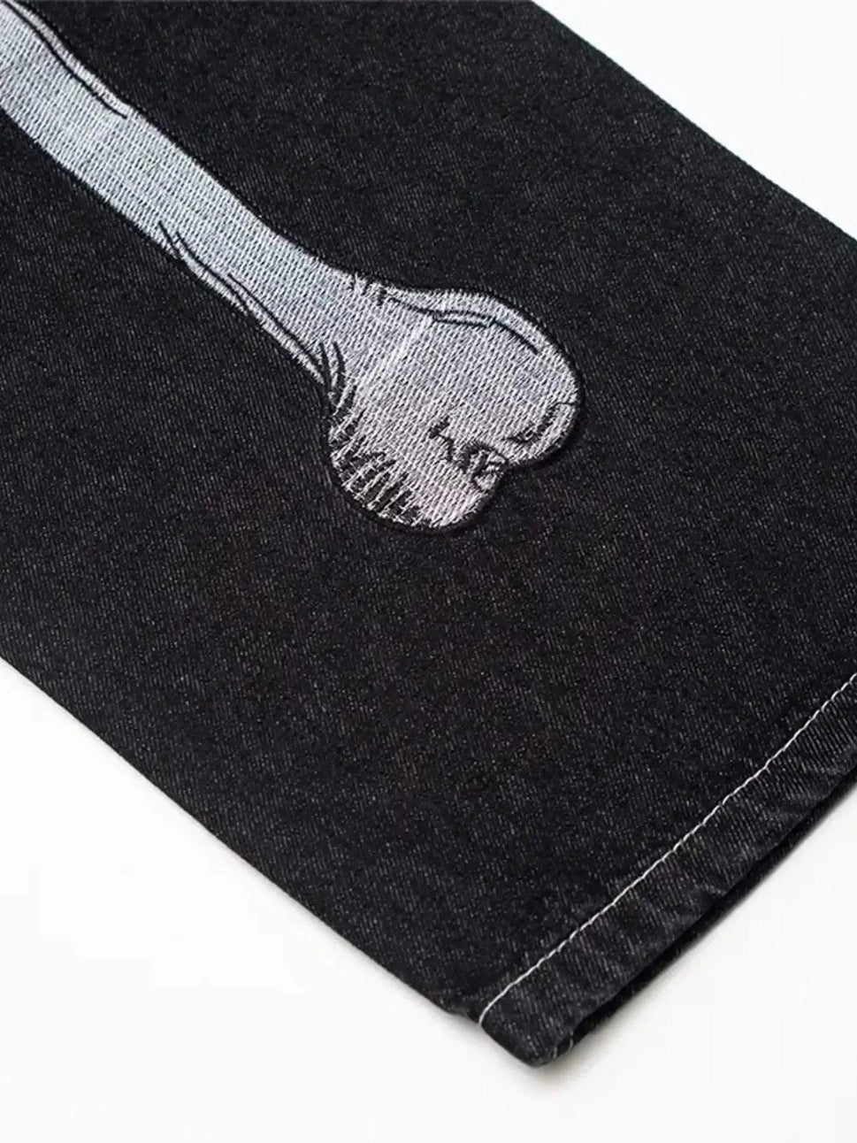 Men's Skeleton Embroidered Straight Leg Jeans
