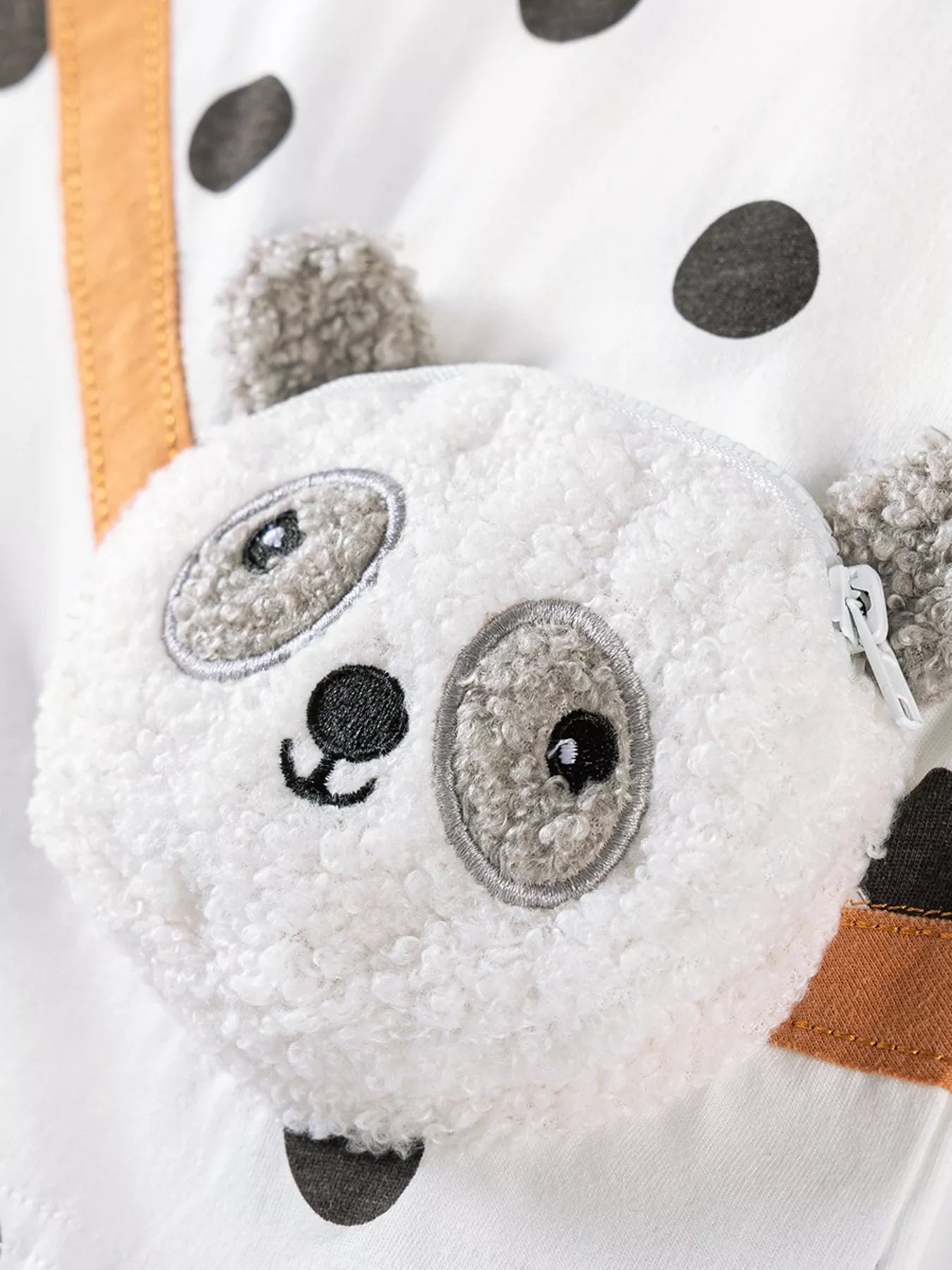 Children's Panda Plush Bag Polka Dot Outfit Set