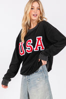 Switch SAGE + FIG USA Letter Patch Round Neck Sweatshirt 3 image