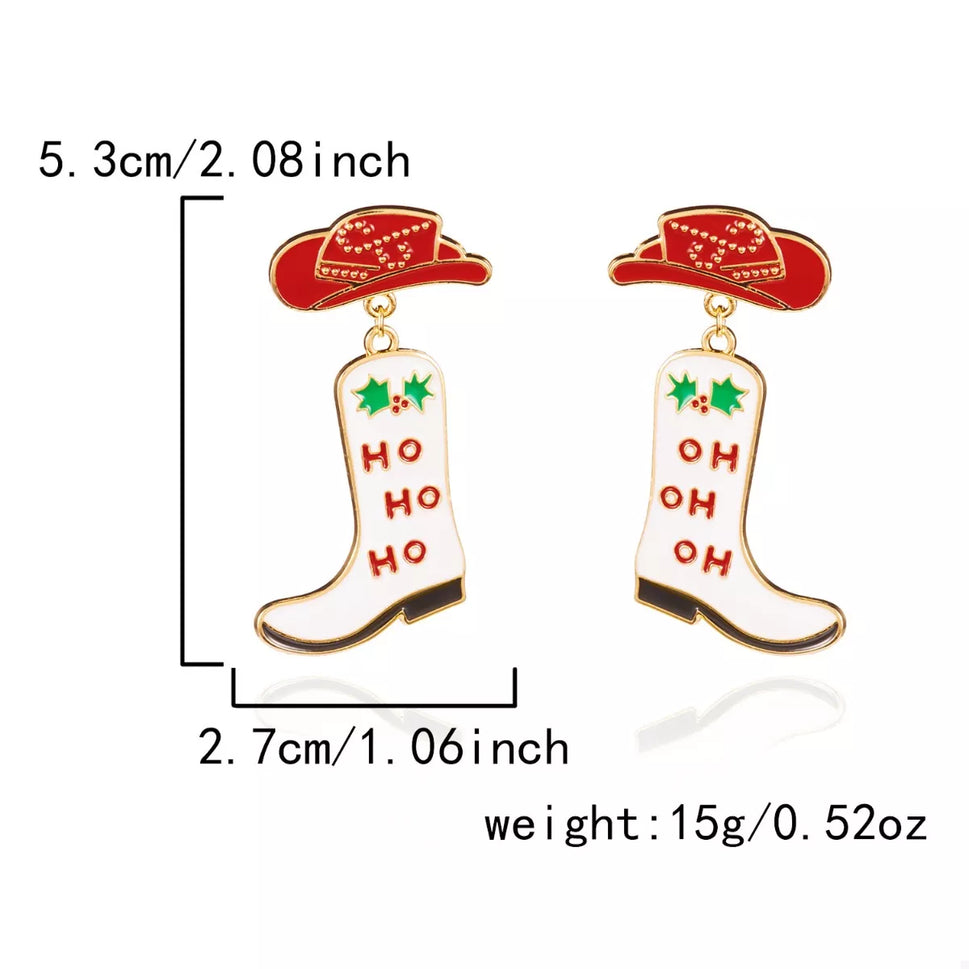 Christmas Cowboy Boots Earrings